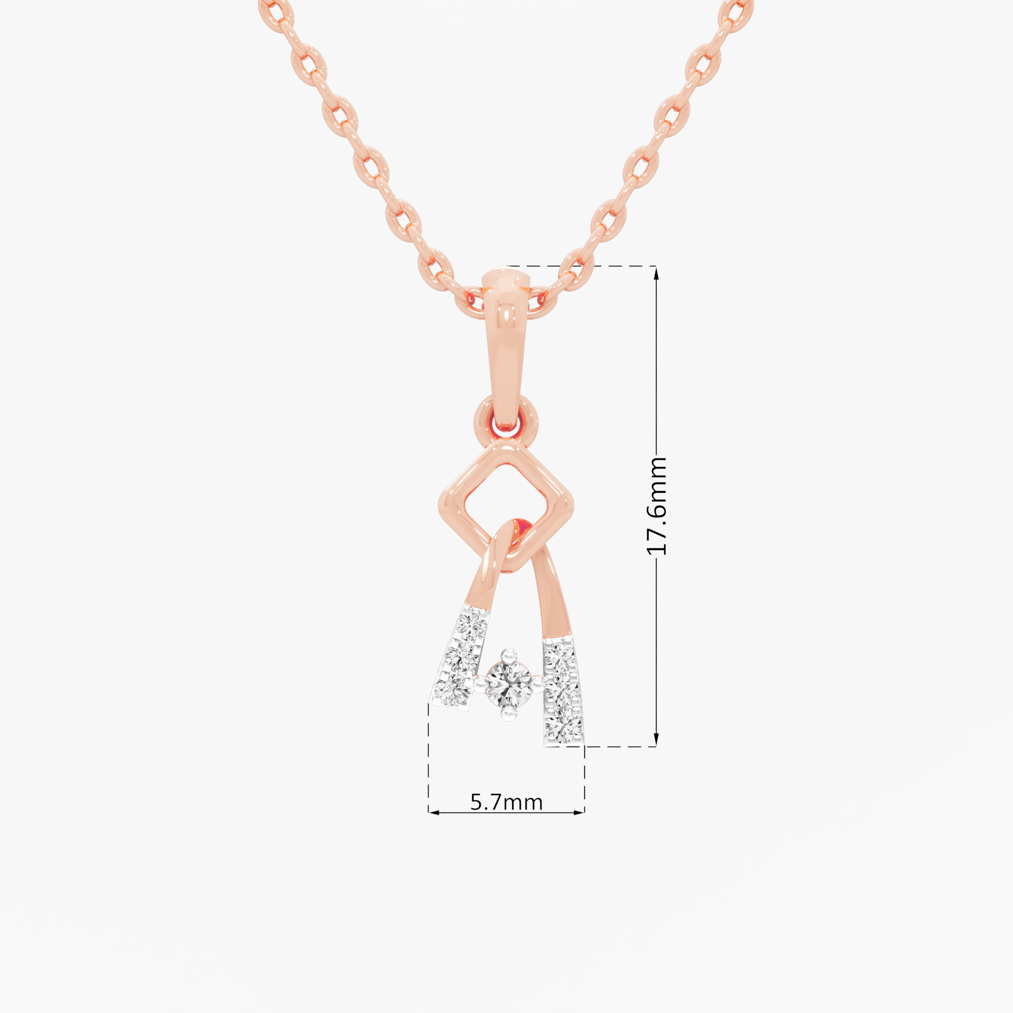 Twisted Glimmer Drops Pendants | Chain Available Separately in 9KT Rose Gold (Diamond Quality: FG-VVS VS)