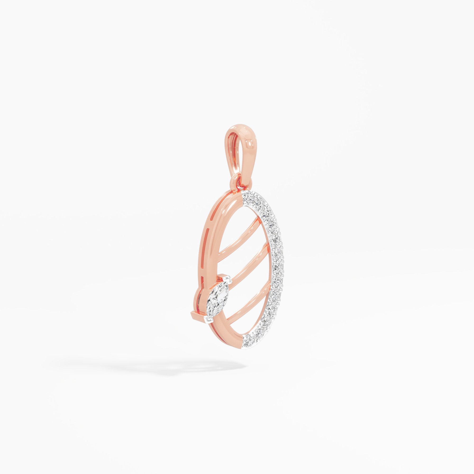 Glimmering Quill Charms Pendants | Standalone Pendant in 9KT Rose Gold (Diamond Quality: FG-VVS VS)