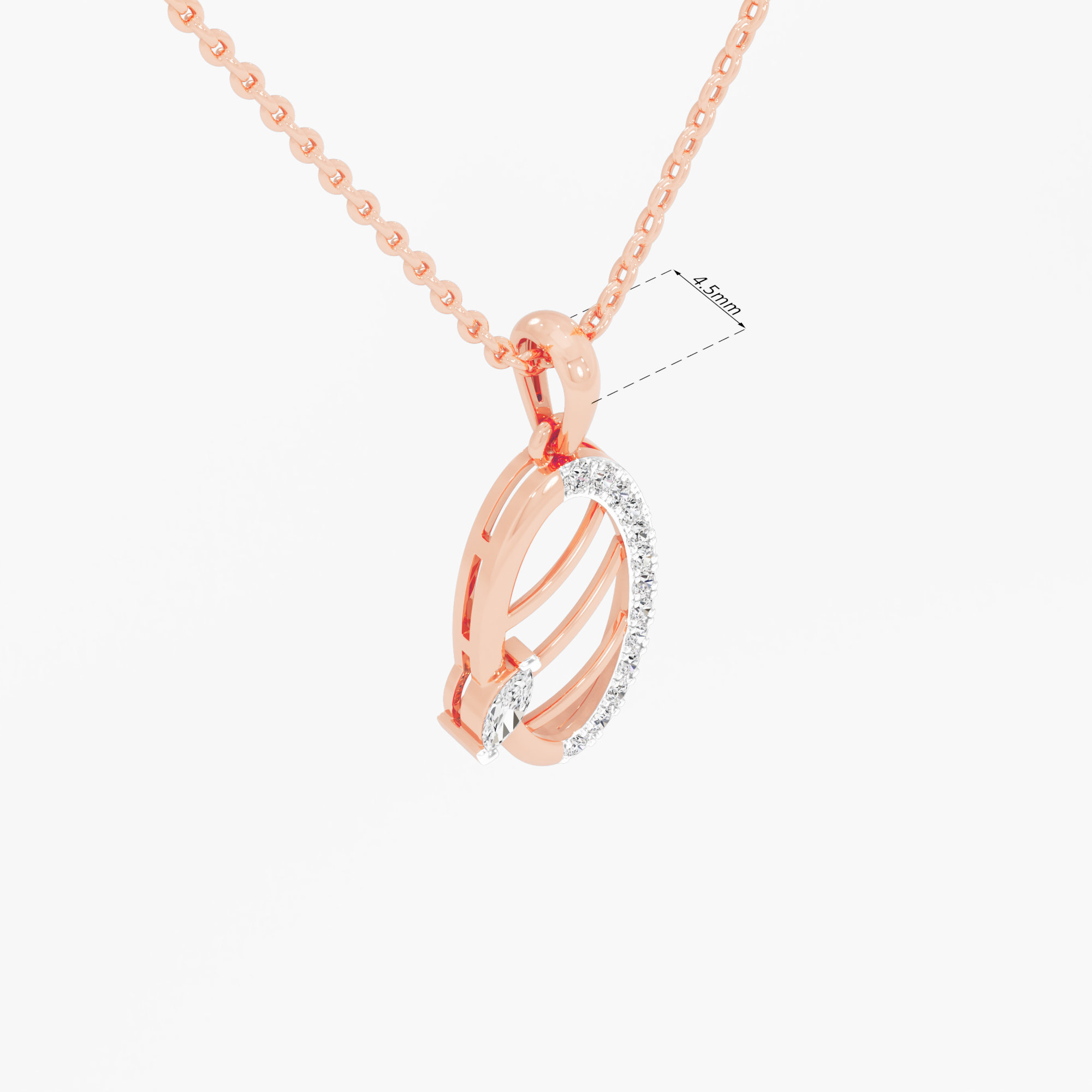 Glimmering Quill Charms Pendants | Standalone Pendant in 9KT Rose Gold (Diamond Quality: FG-VVS VS)
