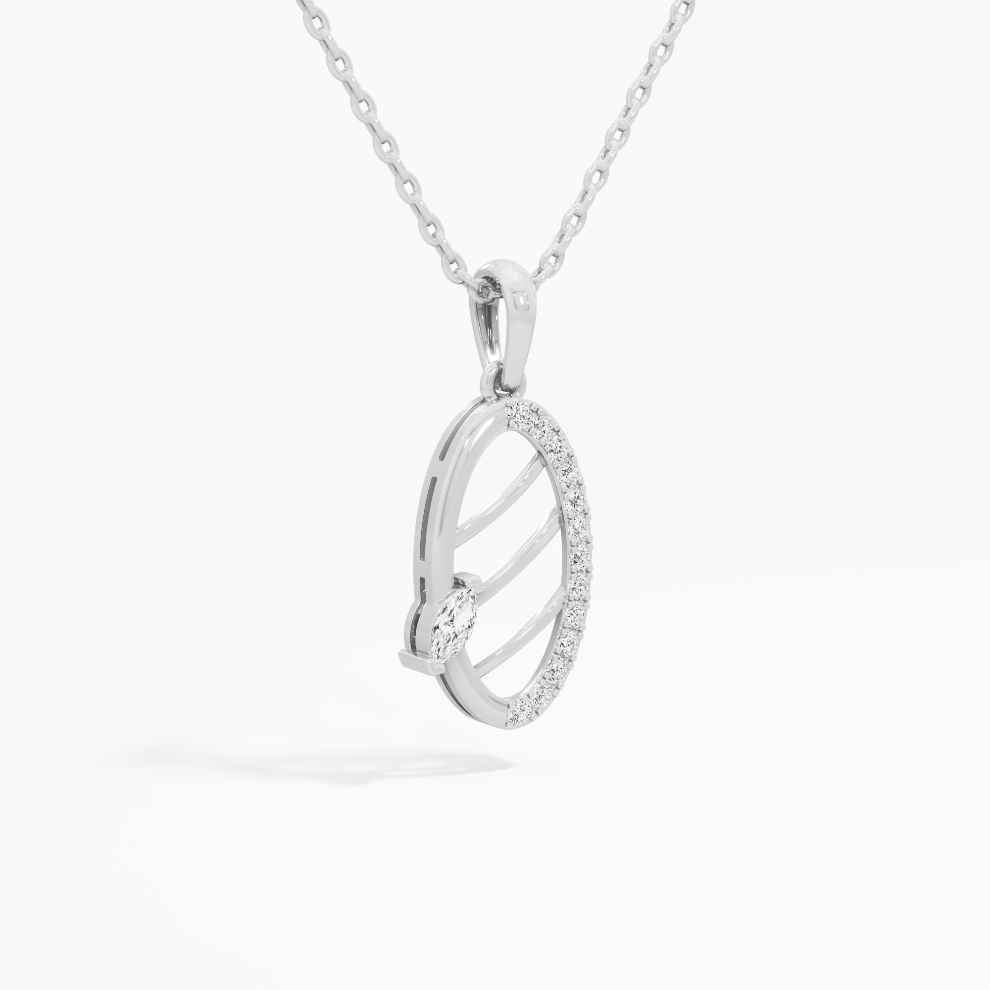 Glimmering Quill Charms Pendants | Pendant Only in 9KT White Gold (Diamond Quality: FG-VVS VS)