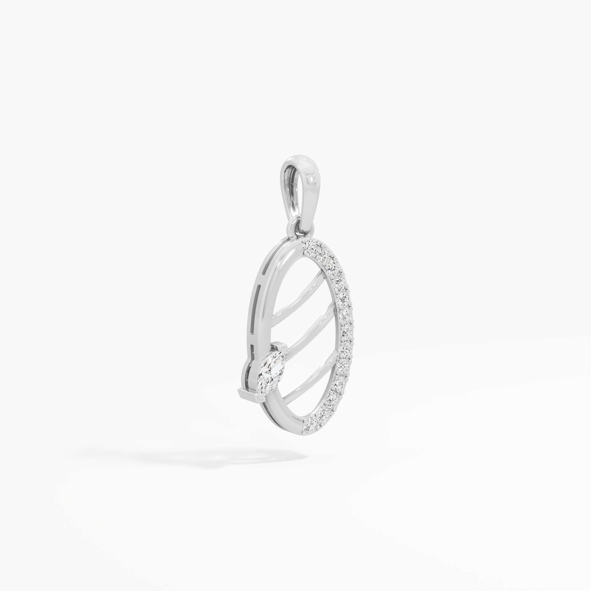 Glimmering Quill Charms Pendants | Pendant Only in 9KT White Gold (Diamond Quality: FG-VVS VS)