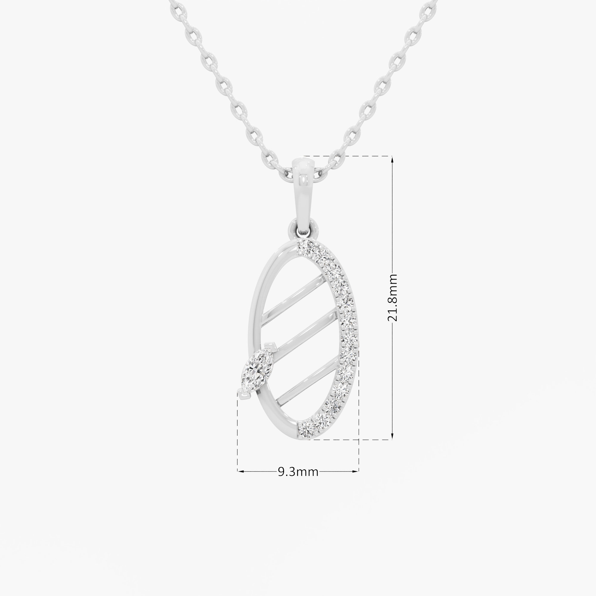 Glimmering Quill Charms Pendants | Pendant Only in 9KT White Gold (Diamond Quality: FG-VVS VS)