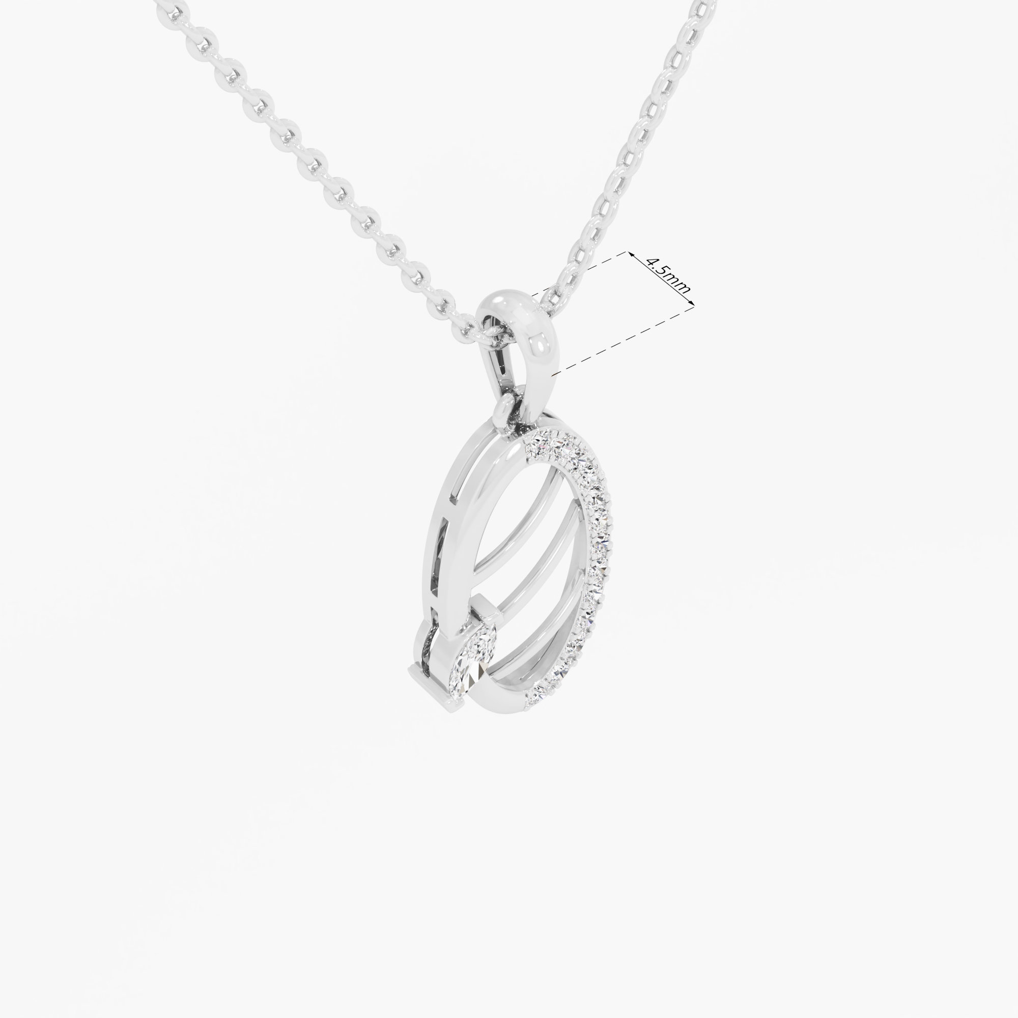 Glimmering Quill Charms Pendants | Pendant Only in 9KT White Gold (Diamond Quality: FG-VVS VS)