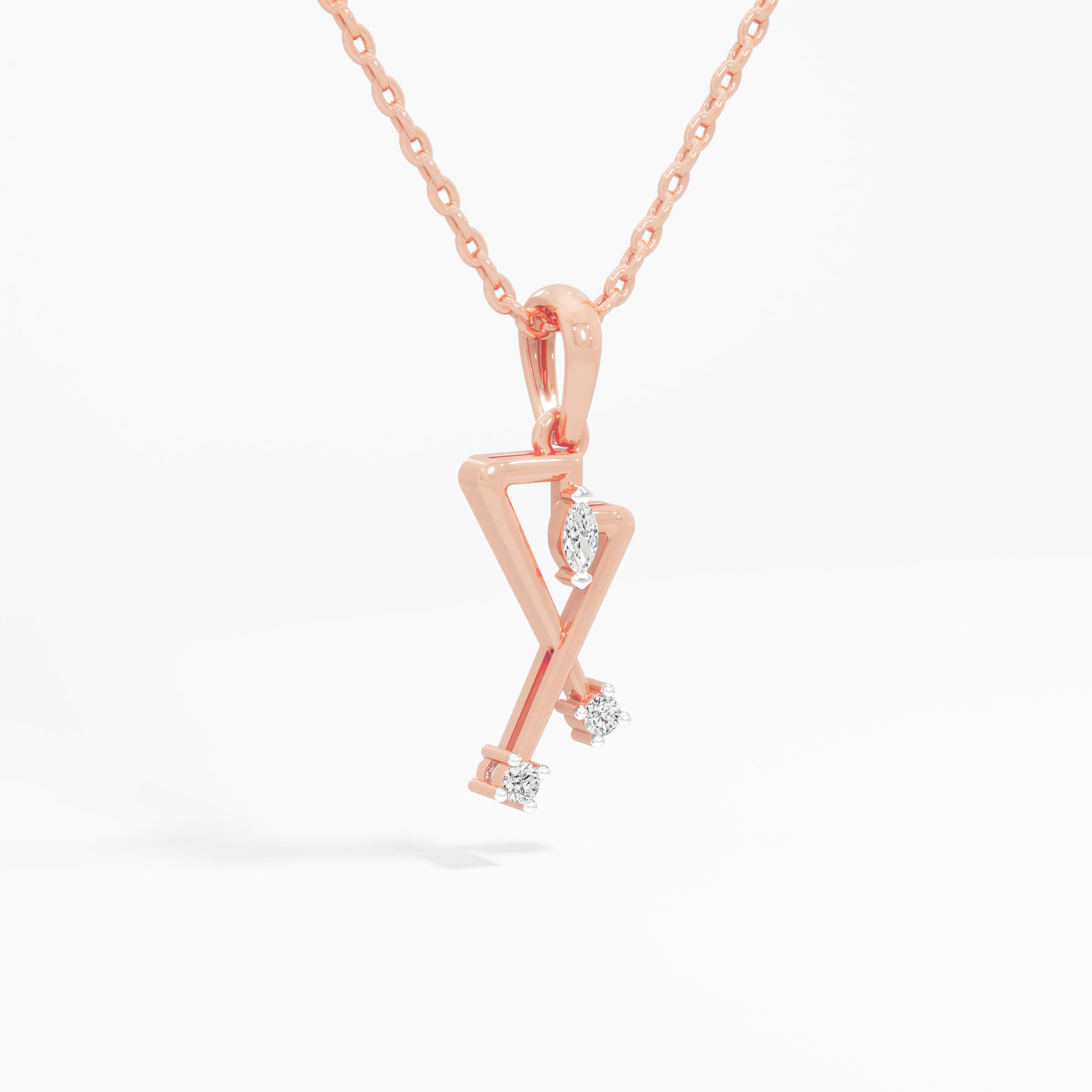 Radiant Apex Charms Pendants | Individual Pendant in 9KT Rose Gold (Diamond Quality: FG-VVS VS)