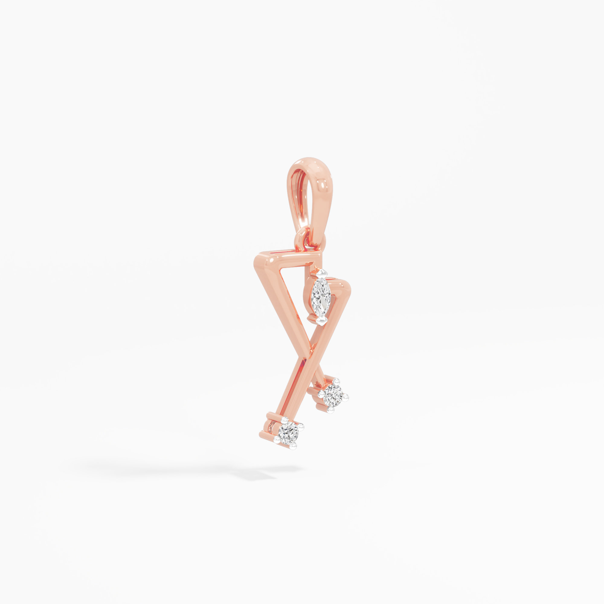 Radiant Apex Charms Pendants | Individual Pendant in 9KT Rose Gold (Diamond Quality: FG-VVS VS)