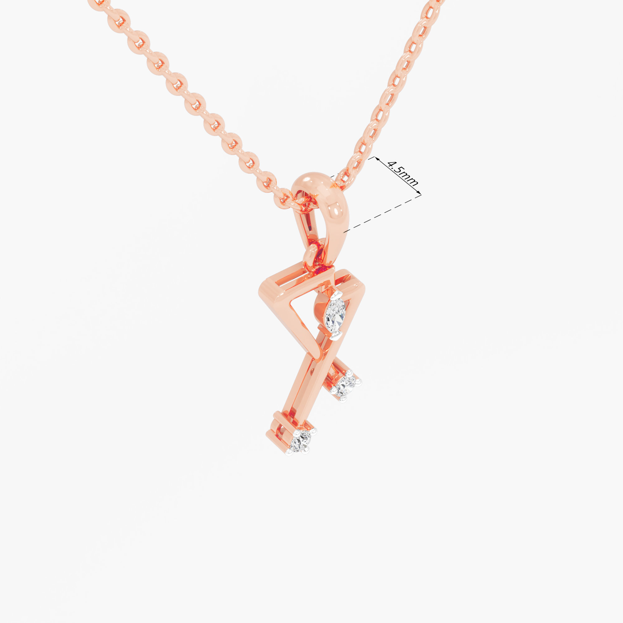 Radiant Apex Charms Pendants | Individual Pendant in 9KT Rose Gold (Diamond Quality: FG-VVS VS)
