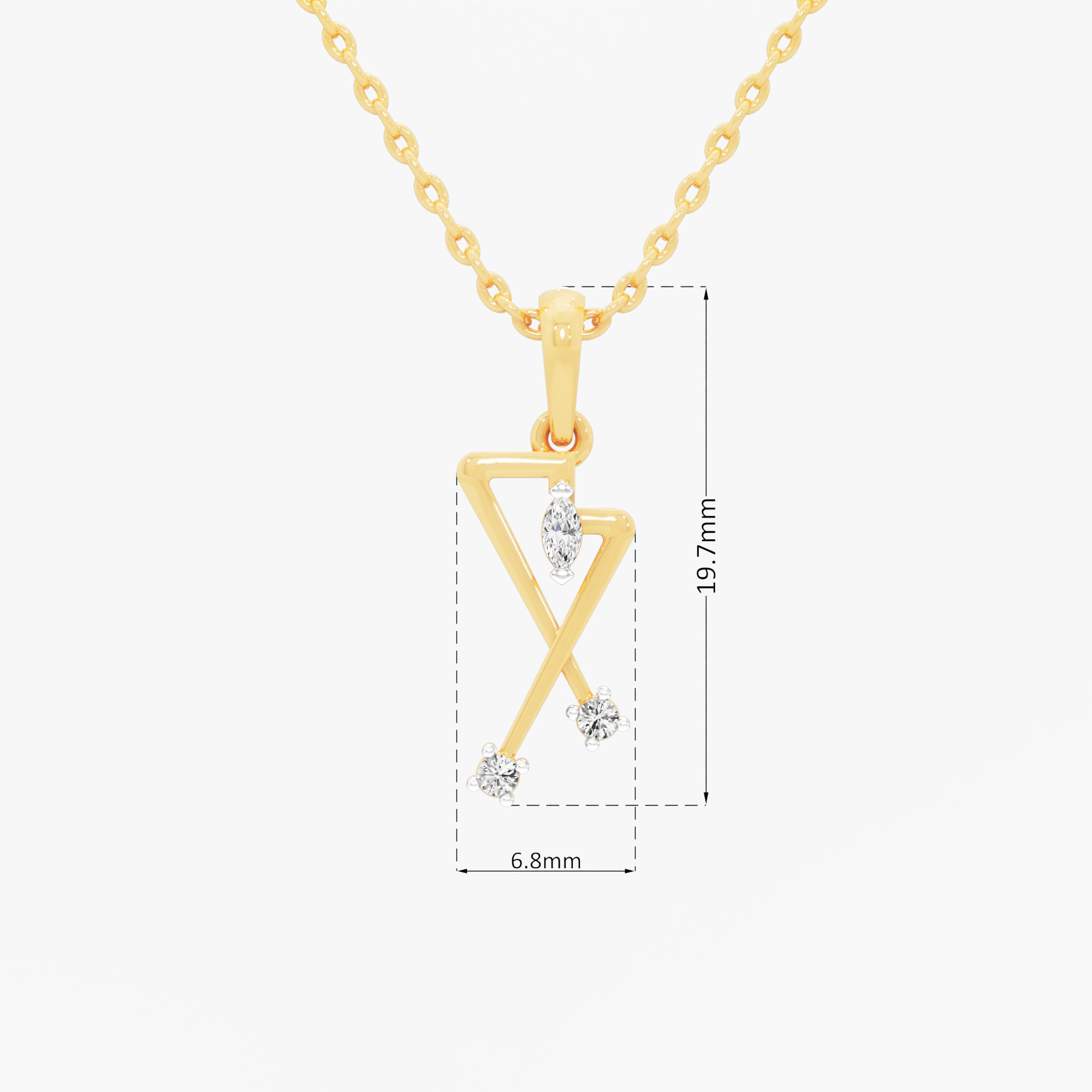 Radiant Apex Charms Pendants | Chain Available Separately in 9KT Yellow Gold (Diamond Quality: FG-VVS VS)