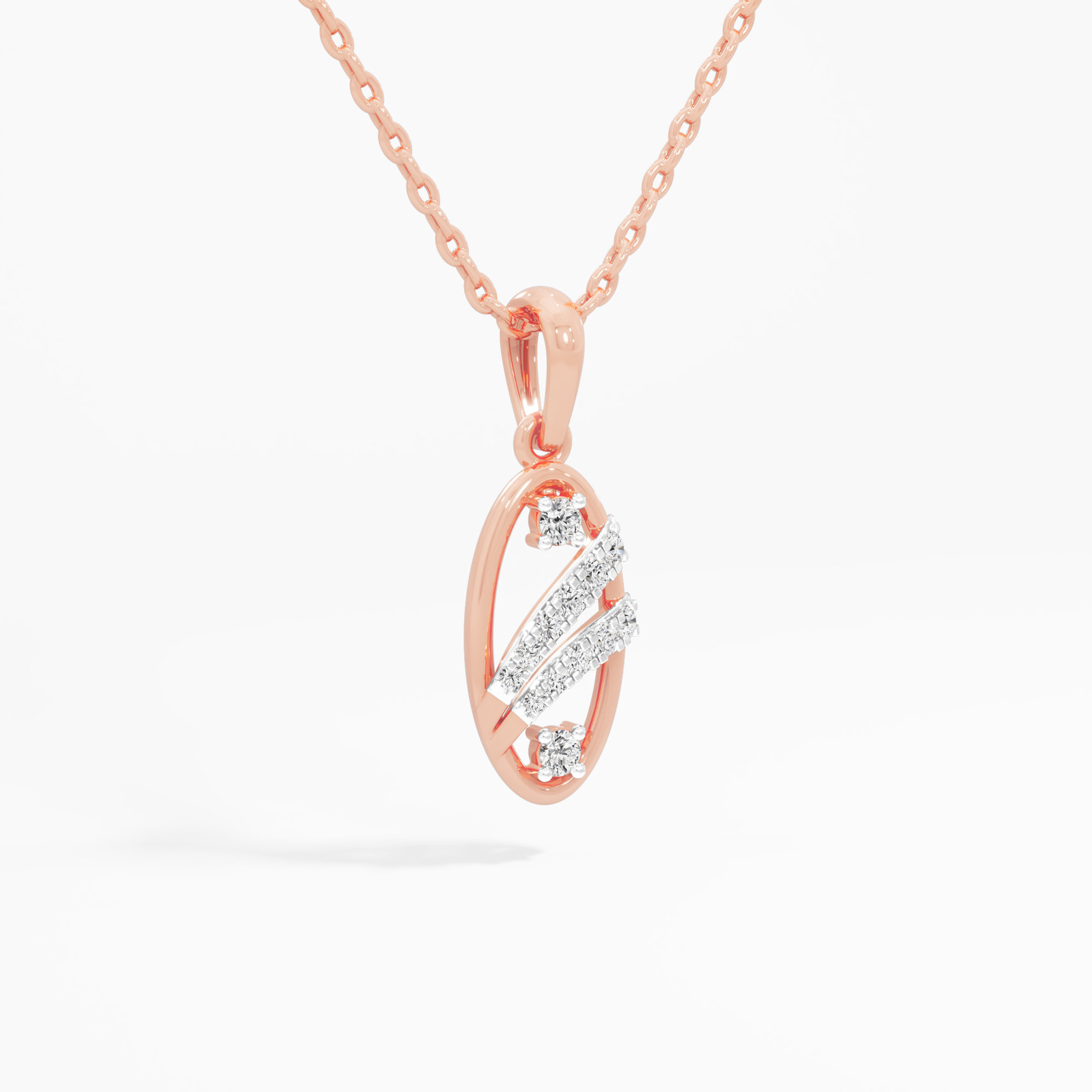 Flowing Sparkle Contemporary Pendants | Standalone Pendant in 9KT Rose Gold (Diamond Quality: FG-VVS VS)