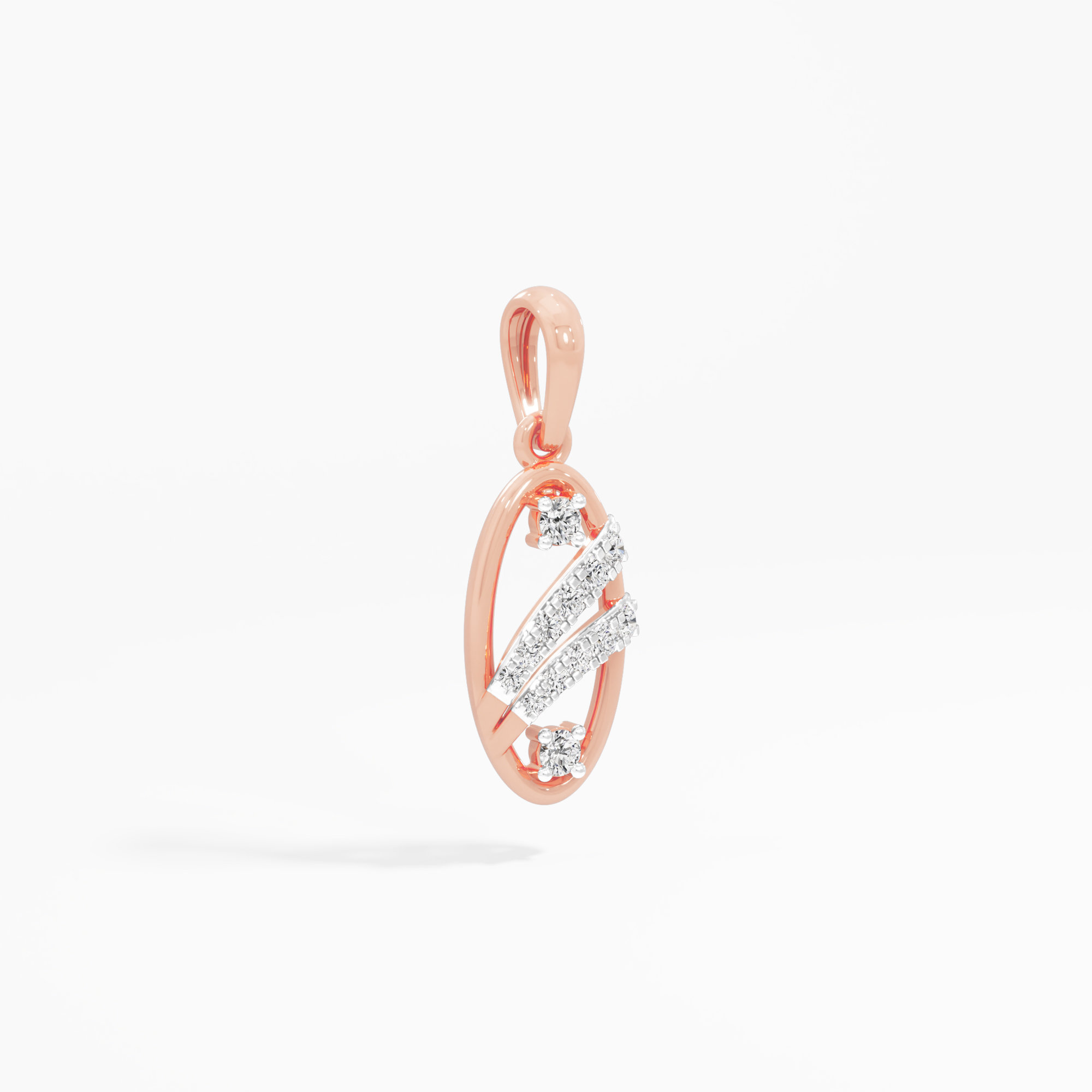 Flowing Sparkle Contemporary Pendants | Standalone Pendant in 9KT Rose Gold (Diamond Quality: FG-VVS VS)