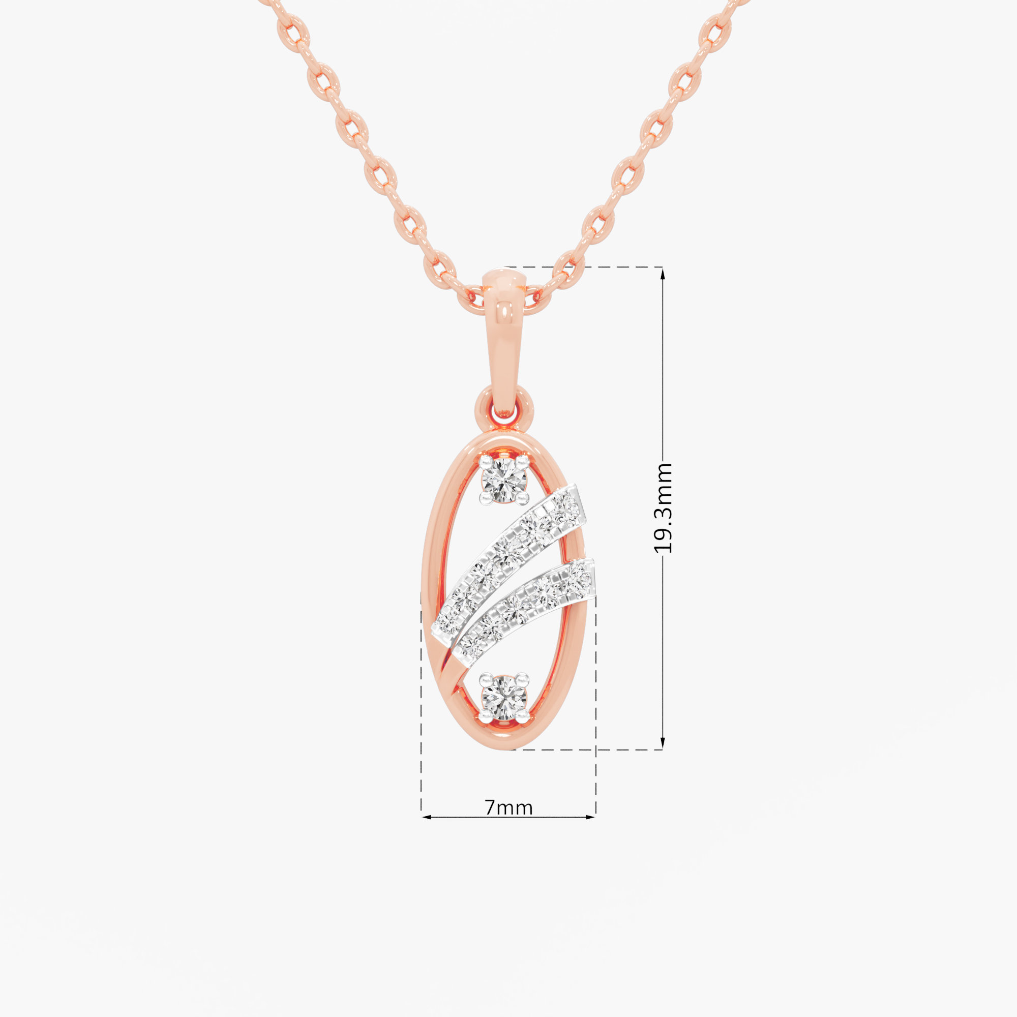 Flowing Sparkle Contemporary Pendants | Standalone Pendant in 9KT Rose Gold (Diamond Quality: FG-VVS VS)