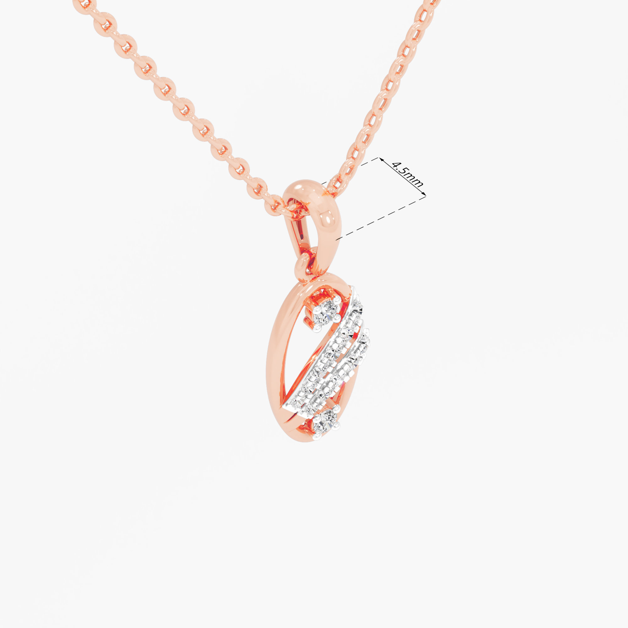 Flowing Sparkle Contemporary Pendants | Standalone Pendant in 9KT Rose Gold (Diamond Quality: FG-VVS VS)