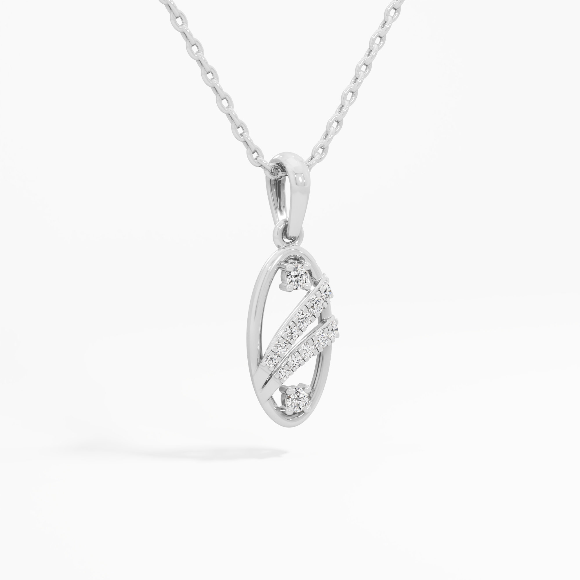Flowing Sparkle Contemporary Pendants | Pendant Only (Chain Sold Separately) in 9KT White Gold (Diamond Quality: FG-VVS VS)