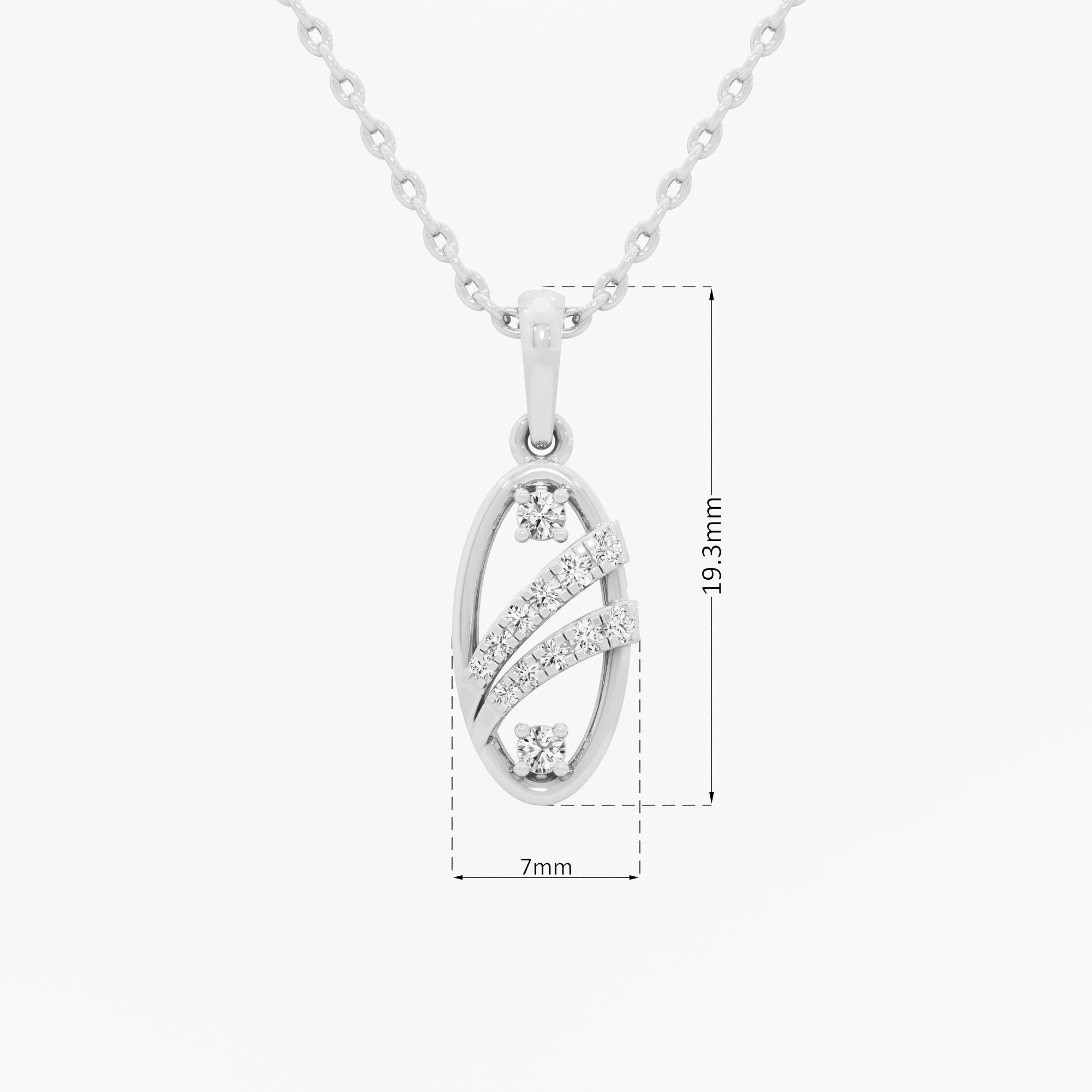 Flowing Sparkle Contemporary Pendants | Pendant Only (Chain Sold Separately) in 9KT White Gold (Diamond Quality: FG-VVS VS)