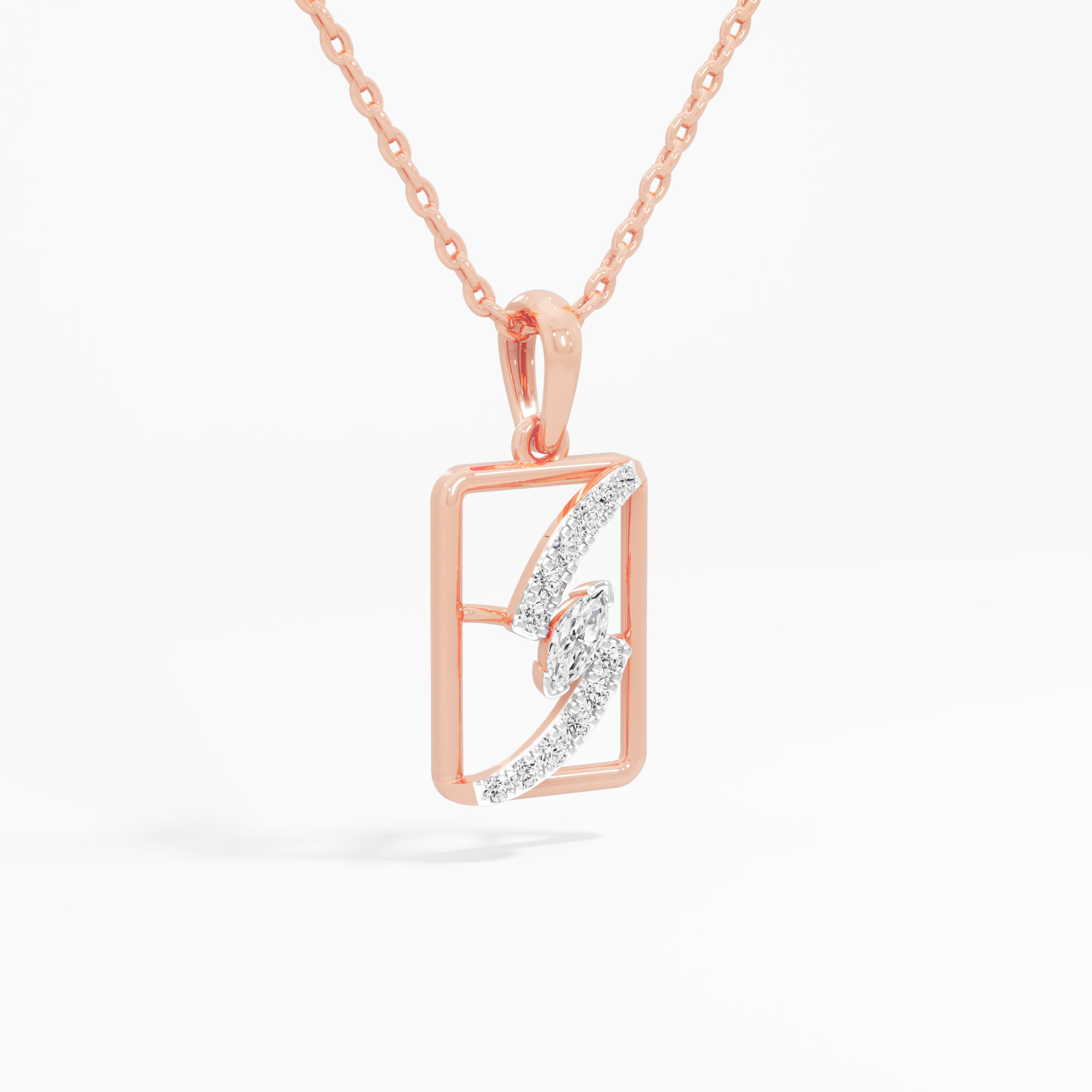 Fluid Glimmer Charms Pendants | Pendant Only (Chain Sold Separately) in 9KT Rose Gold (Diamond Quality: FG-VVS VS)