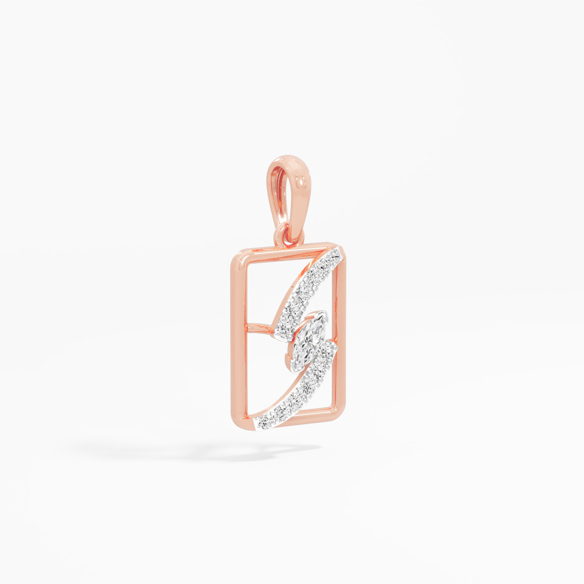 Fluid Glimmer Charms Pendants | Pendant Only (Chain Sold Separately) in 9KT Rose Gold (Diamond Quality: FG-VVS VS)