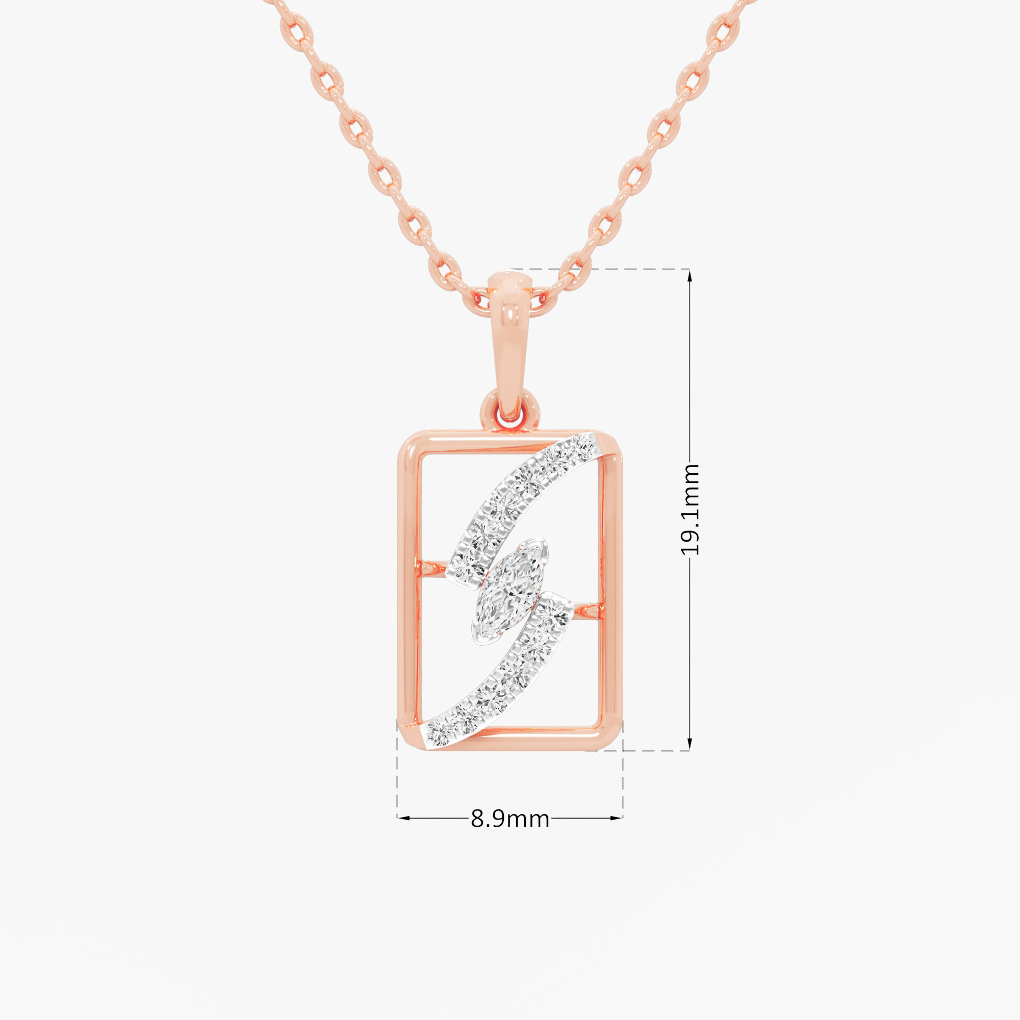 Fluid Glimmer Charms Pendants | Pendant Only (Chain Sold Separately) in 9KT Rose Gold (Diamond Quality: FG-VVS VS)