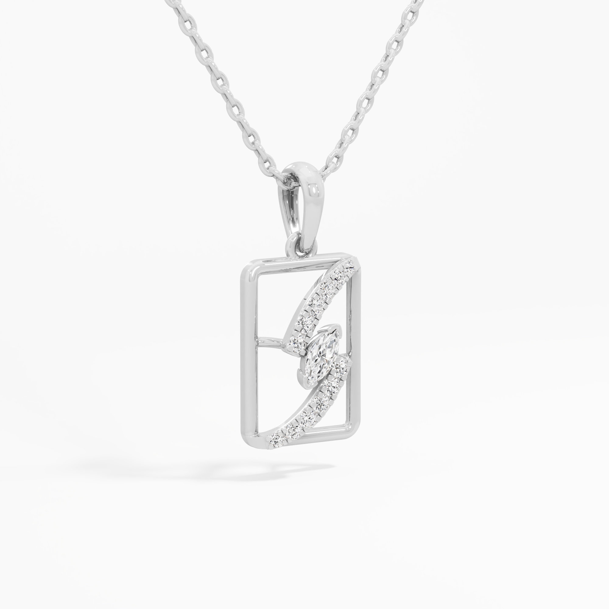 Fluid Glimmer Charms Pendants | Standalone Pendant in 9KT White Gold (Diamond Quality: FG-VVS VS)
