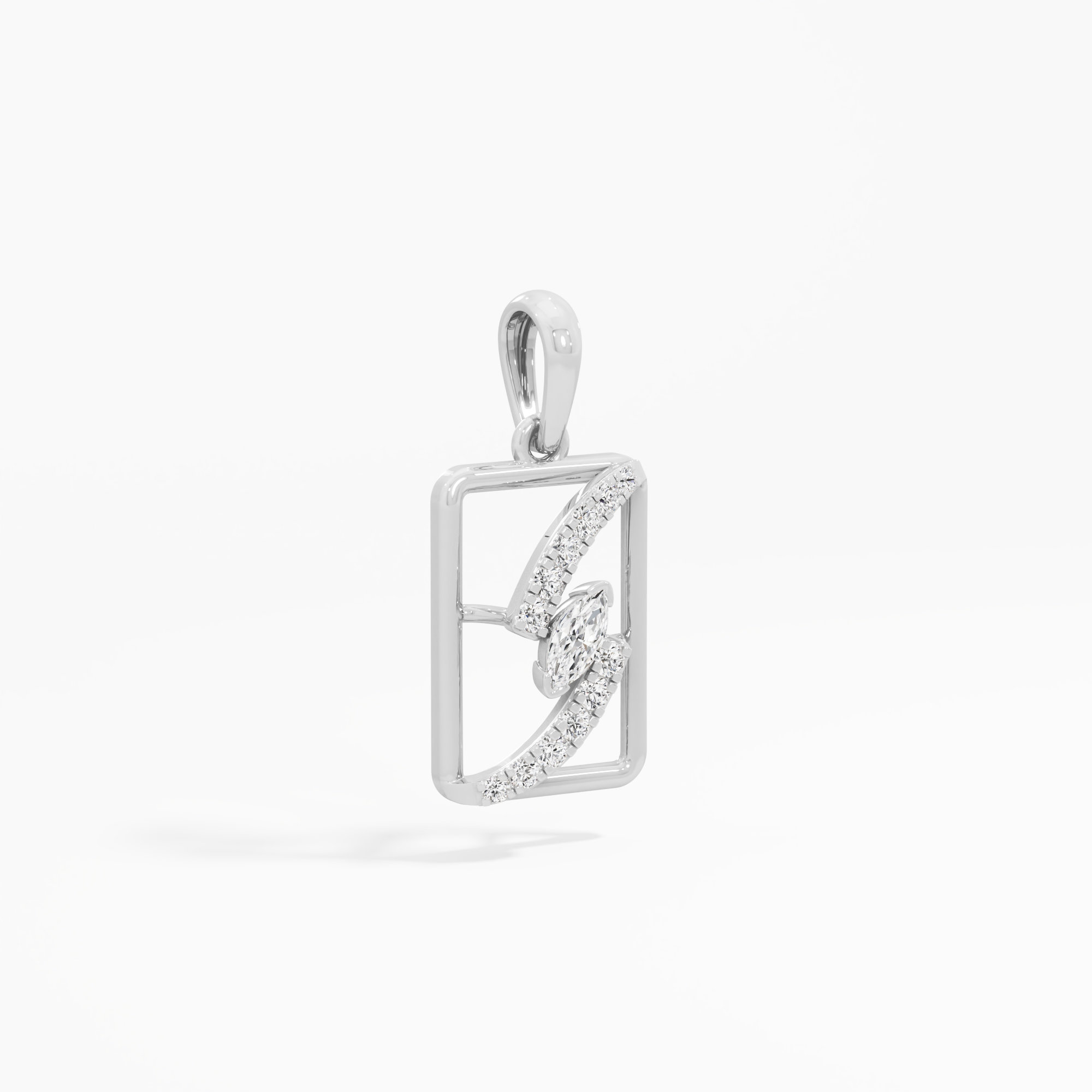 Fluid Glimmer Charms Pendants | Standalone Pendant in 9KT White Gold (Diamond Quality: FG-VVS VS)
