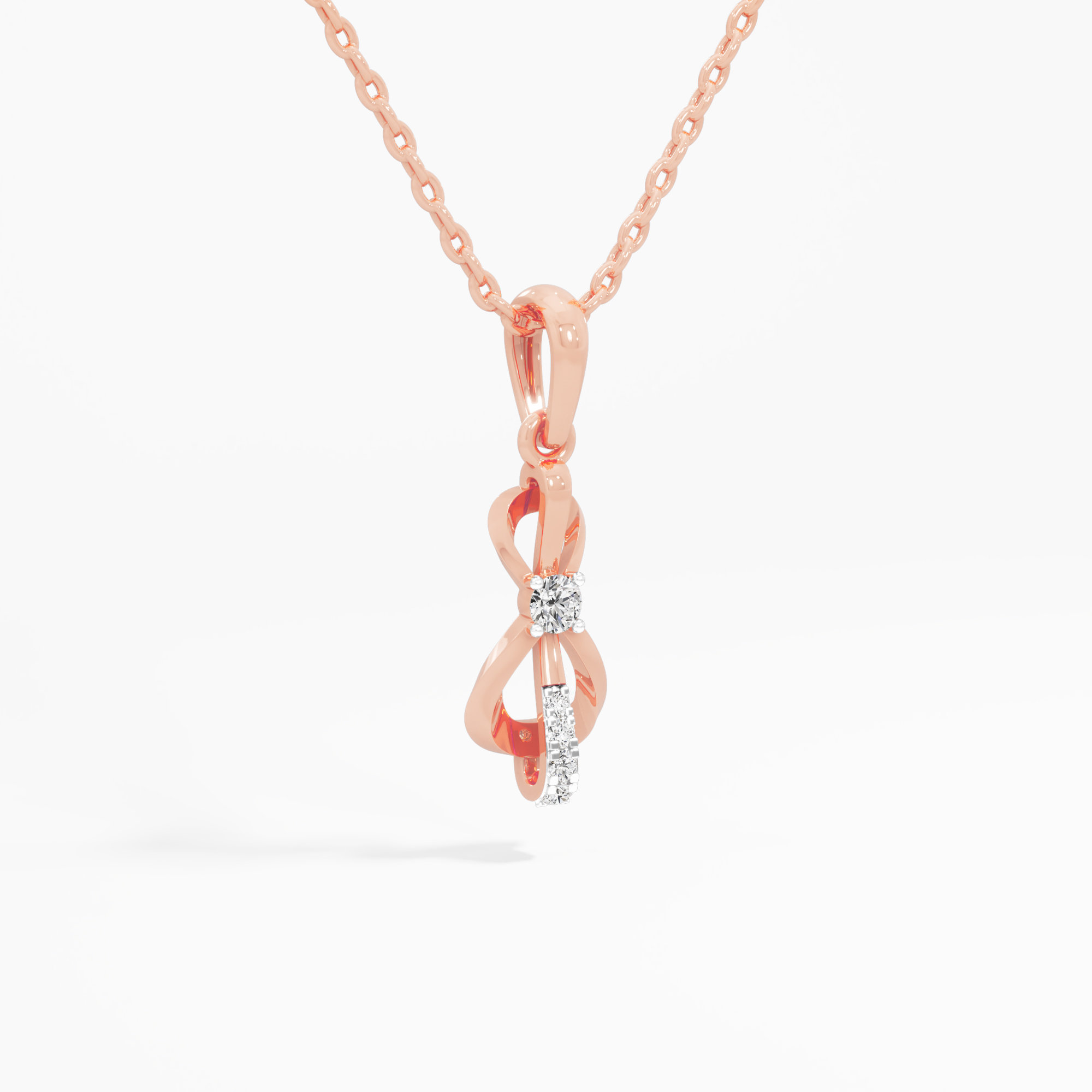 Glimmering Loop Drops Pendants | Individual Pendant in 9KT Rose Gold (Diamond Quality: FG-VVS VS)