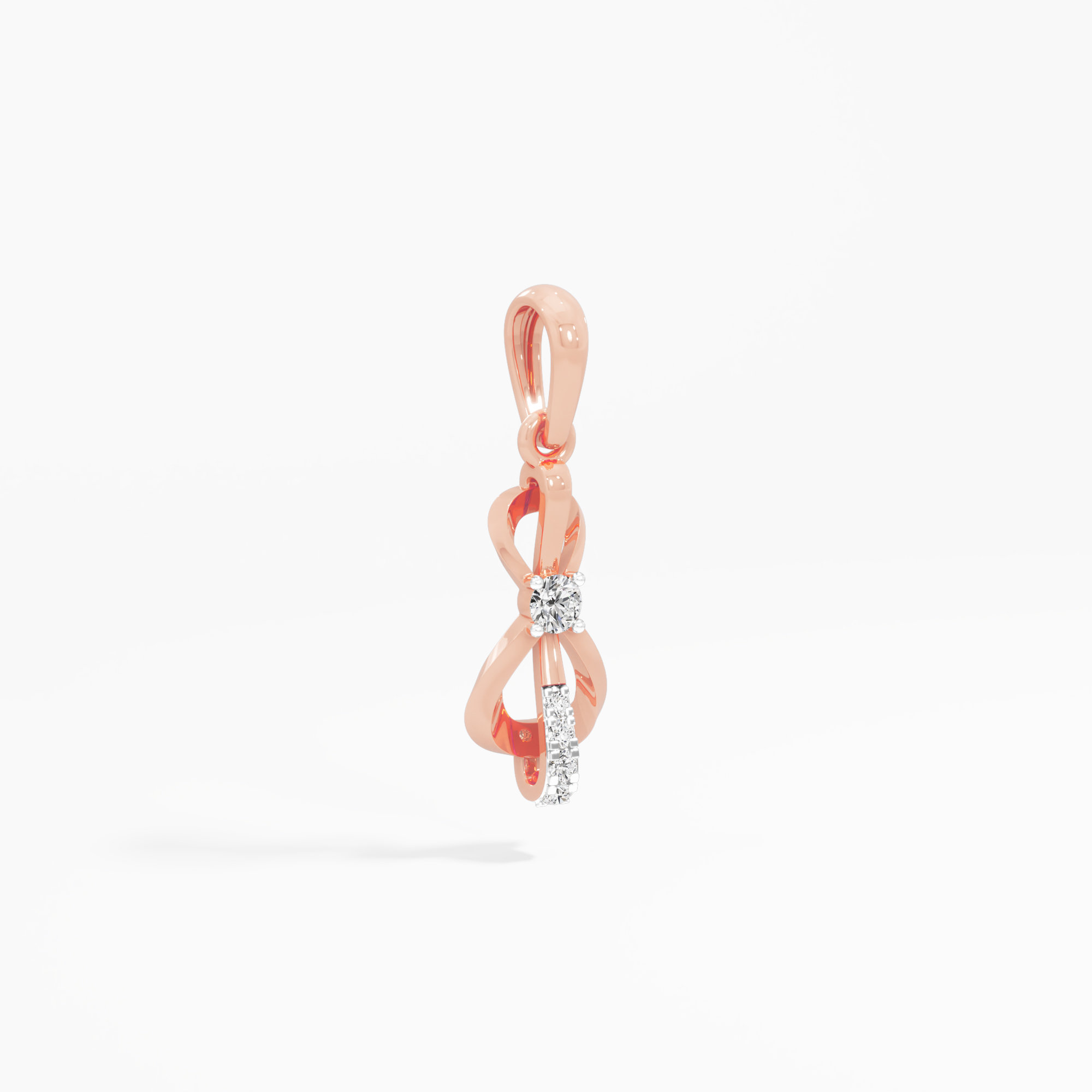 Glimmering Loop Drops Pendants | Individual Pendant in 9KT Rose Gold (Diamond Quality: FG-VVS VS)