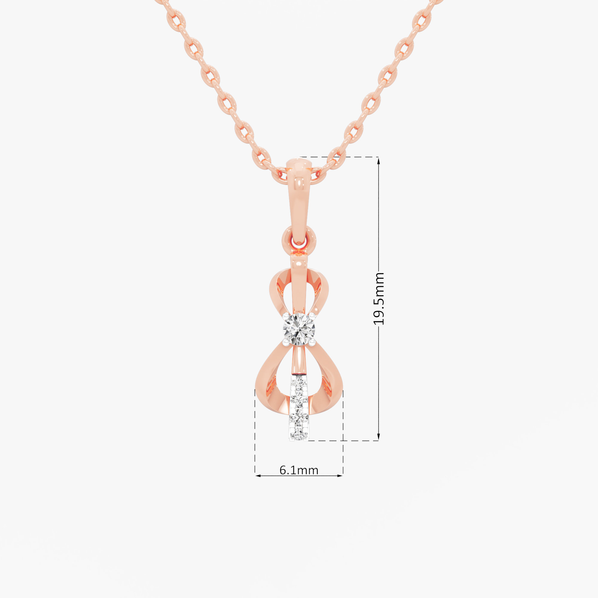 Glimmering Loop Drops Pendants | Individual Pendant in 9KT Rose Gold (Diamond Quality: FG-VVS VS)