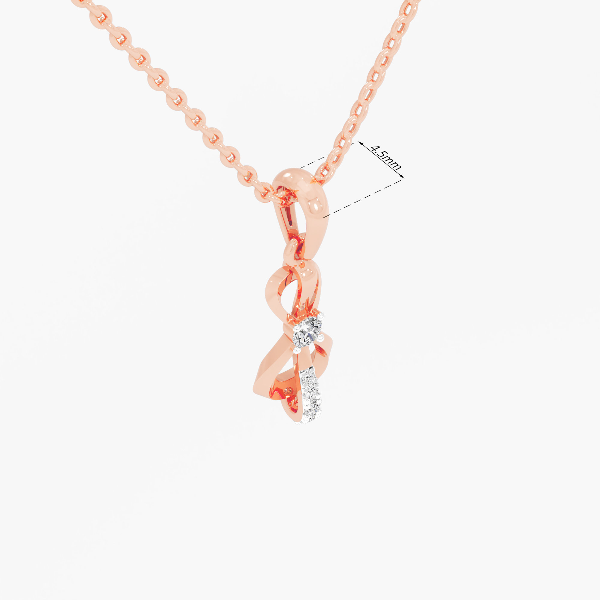 Glimmering Loop Drops Pendants | Individual Pendant in 9KT Rose Gold (Diamond Quality: FG-VVS VS)