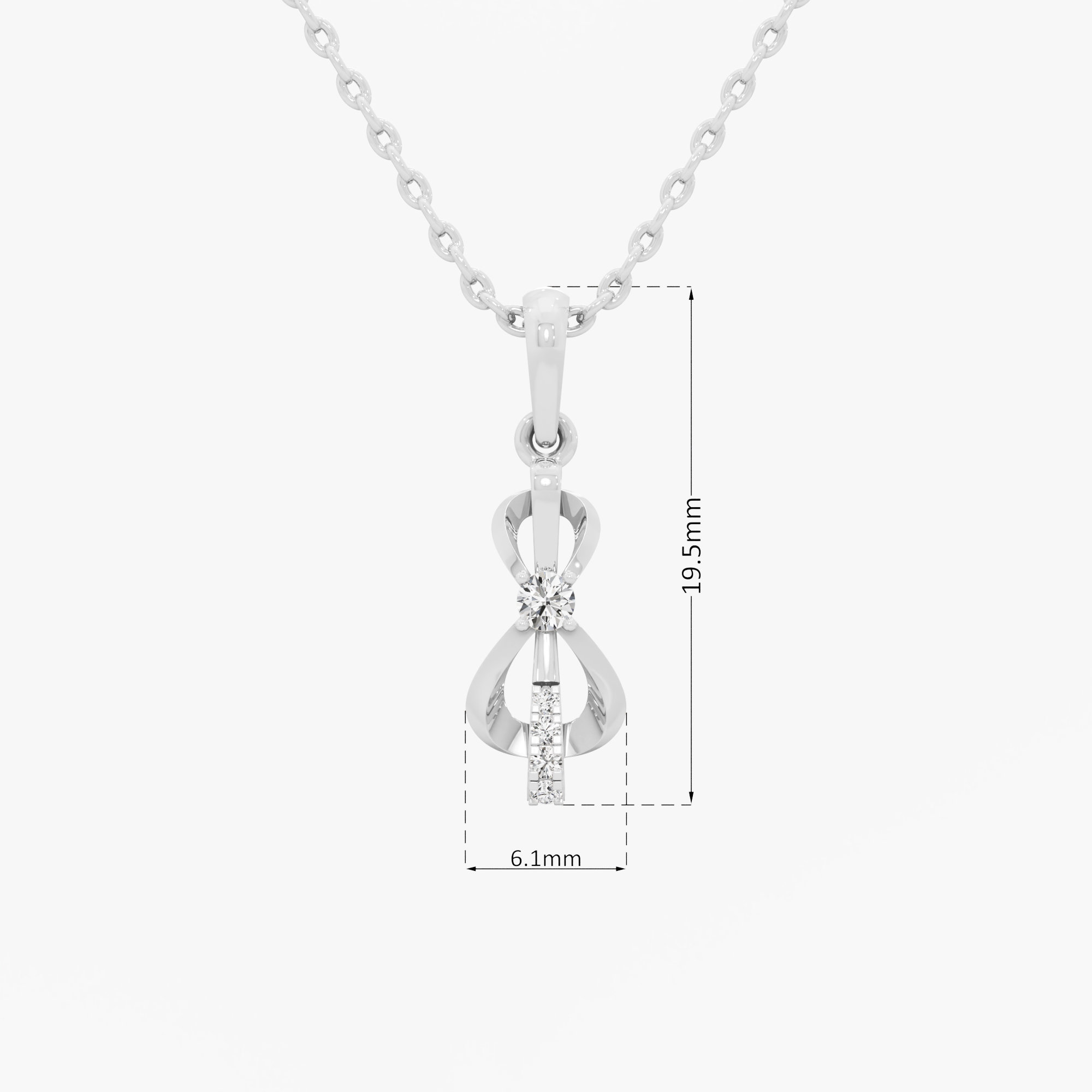 Glimmering Loop Drops Pendants | Chain Available Separately in 9KT White Gold (Diamond Quality: FG-VVS VS)