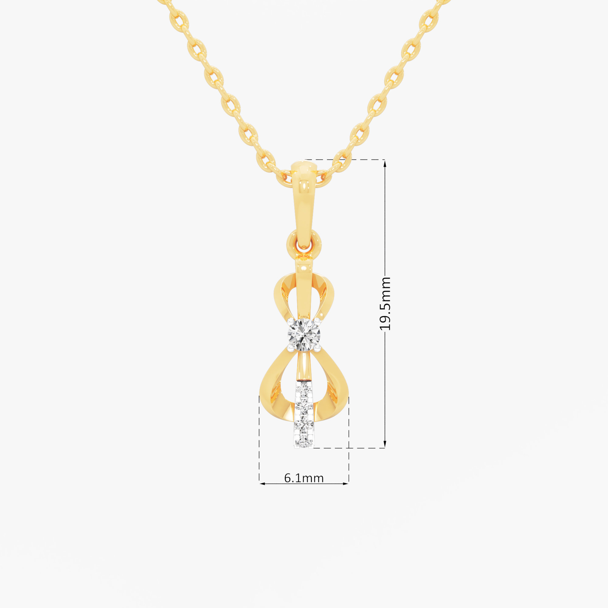 Glimmering Loop Drops Pendants | Pendant Only in 9KT Yellow Gold (Diamond Quality: FG-VVS VS)