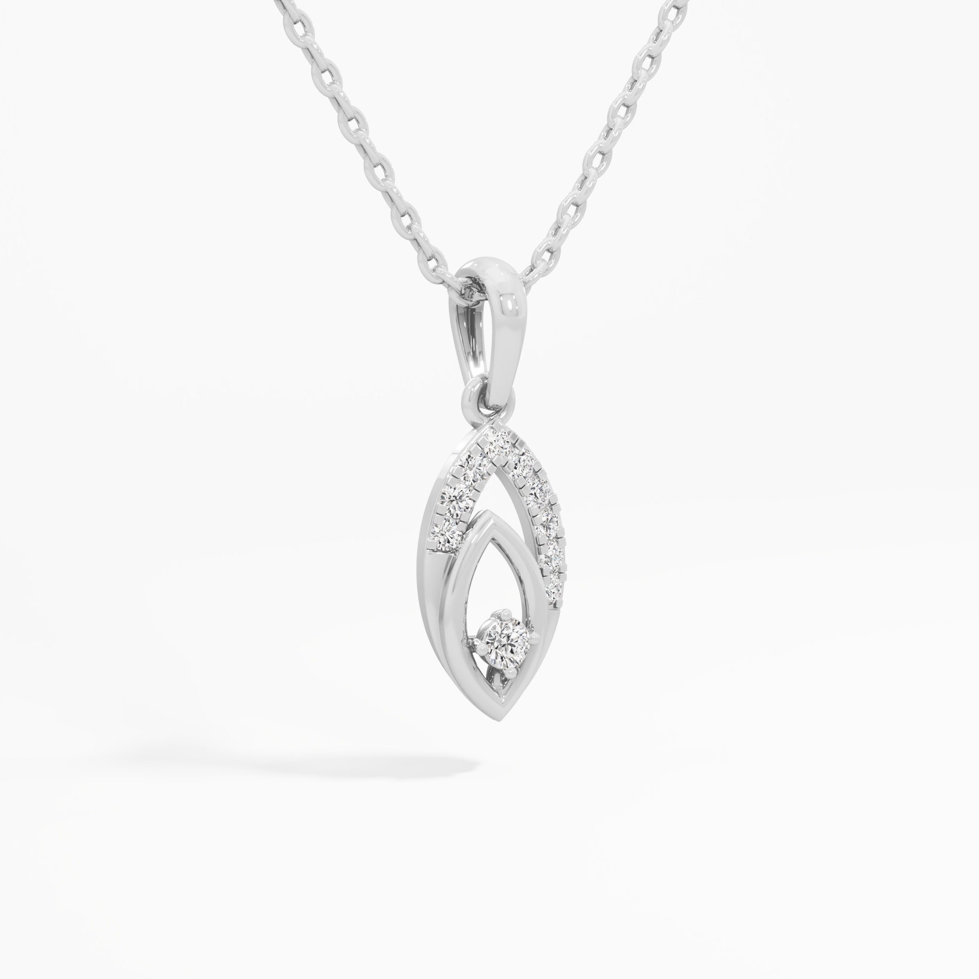 Verdant Embrace Charms Pendants | Standalone Pendant in 9KT White Gold (Diamond Quality: EF-VVS VS)