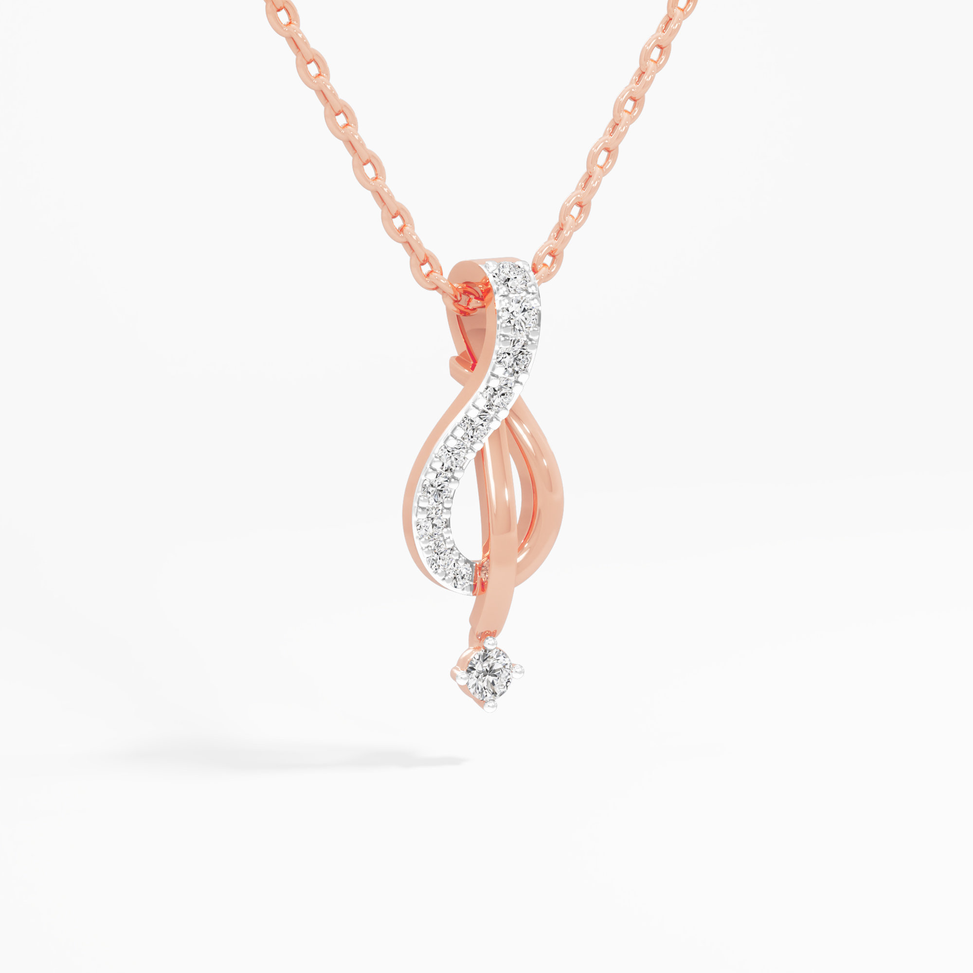 Serene Arc Drops Pendants | Pendant Only in 9KT Rose Gold (Diamond Quality: EF-VVS VS)