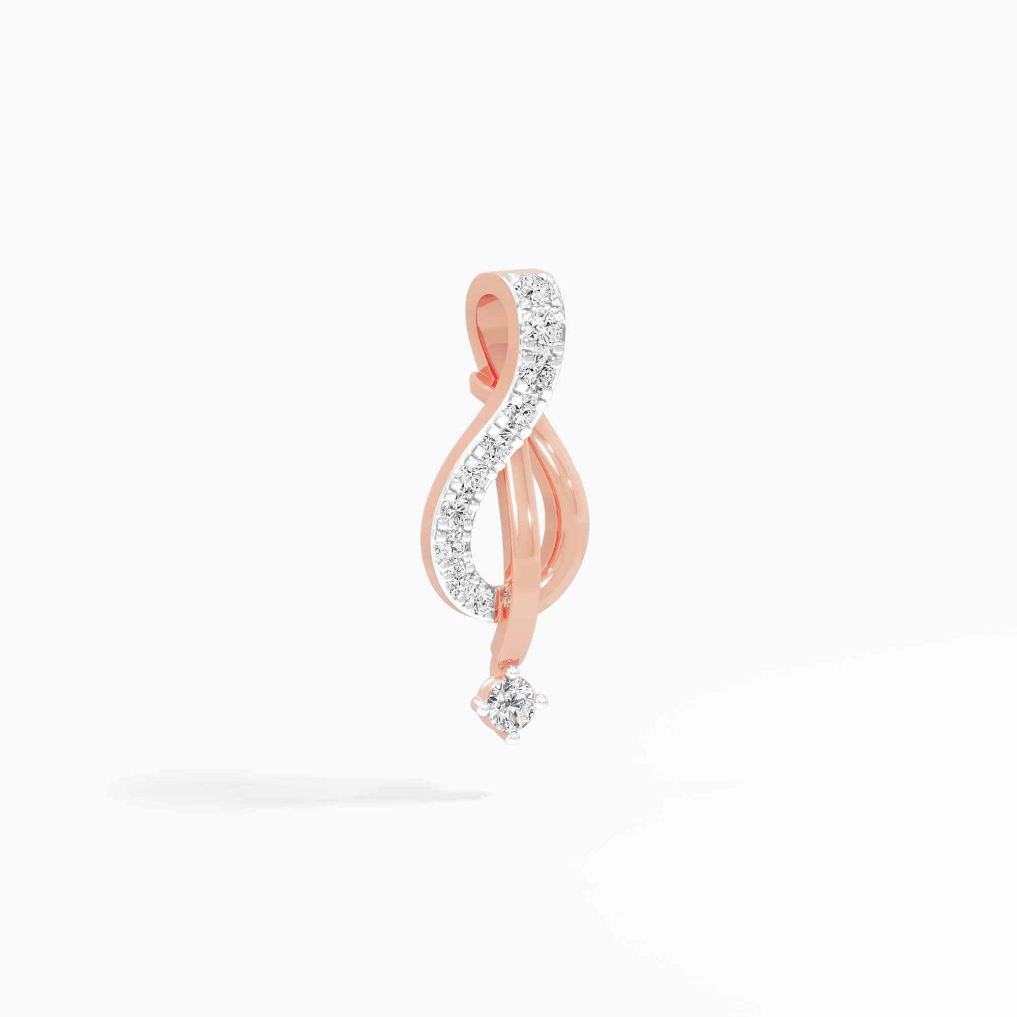 Serene Arc Drops Pendants | Pendant Only in 9KT Rose Gold (Diamond Quality: EF-VVS VS)