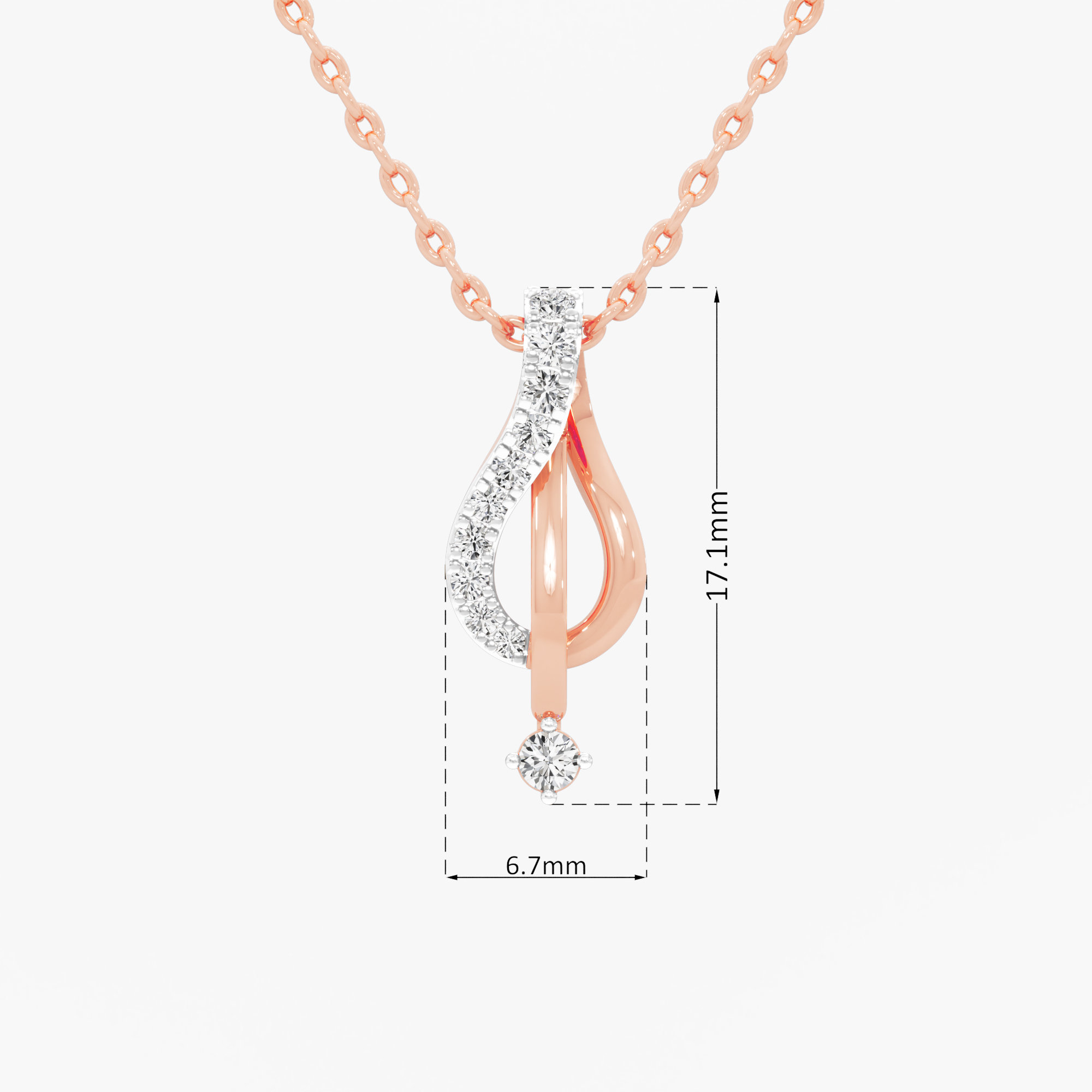 Serene Arc Drops Pendants | Pendant Only in 9KT Rose Gold (Diamond Quality: EF-VVS VS)