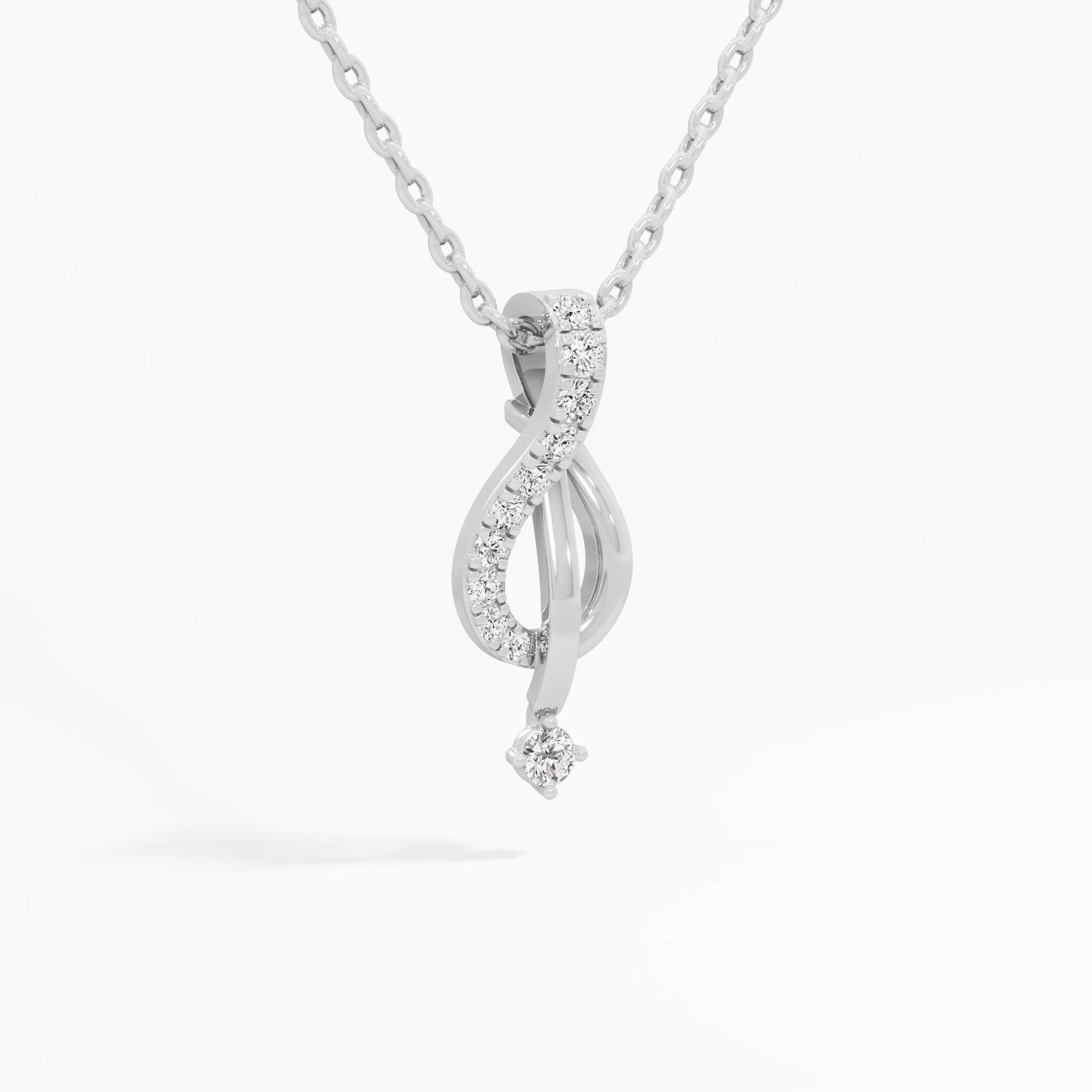Serene Arc Drops Pendants | Chain Available Separately in 9KT White Gold (Diamond Quality: EF-VVS VS)