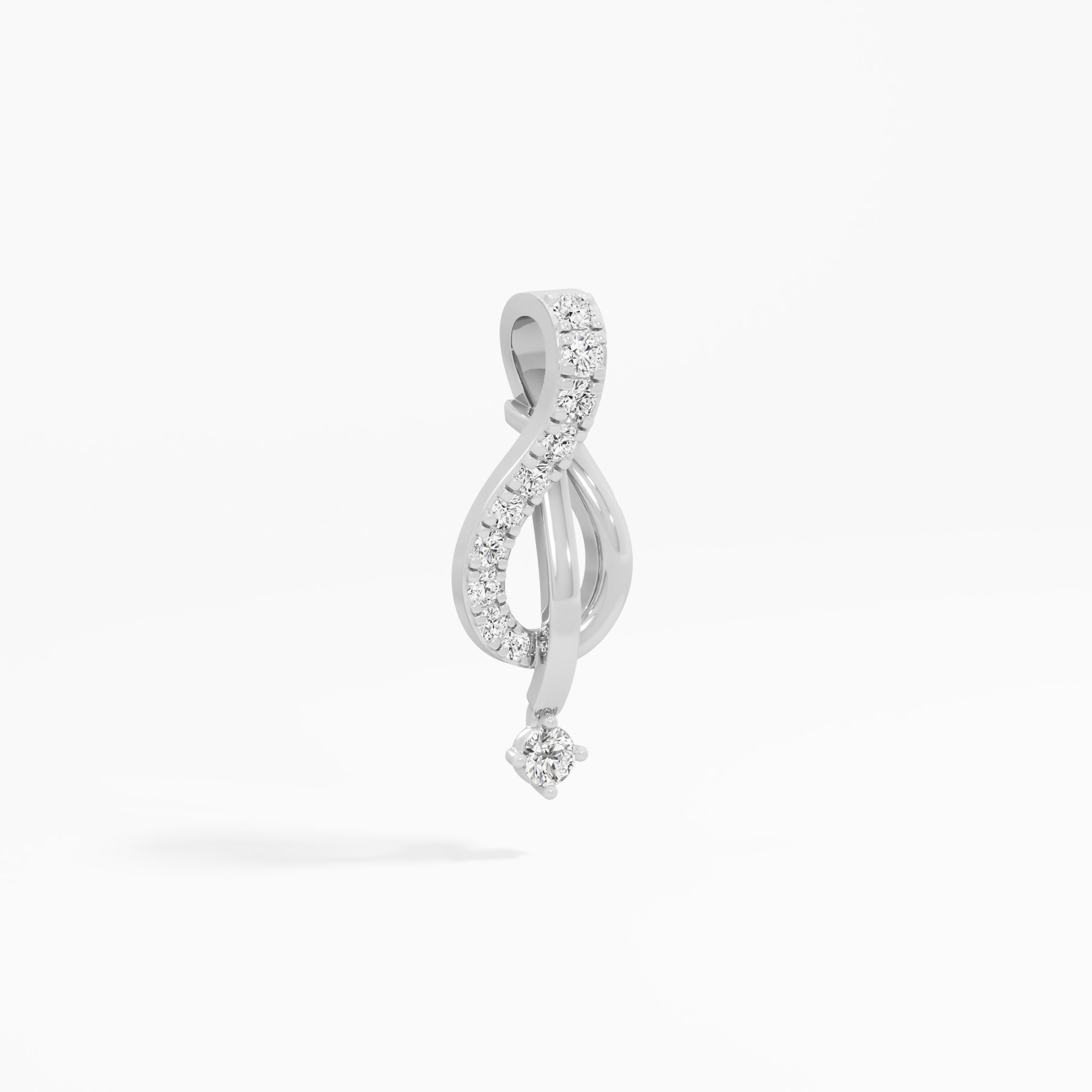 Serene Arc Drops Pendants | Chain Available Separately in 9KT White Gold (Diamond Quality: EF-VVS VS)