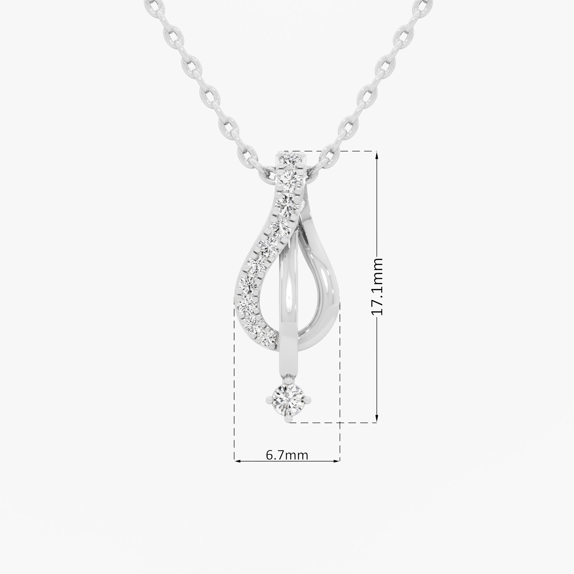 Serene Arc Drops Pendants | Chain Available Separately in 9KT White Gold (Diamond Quality: EF-VVS VS)