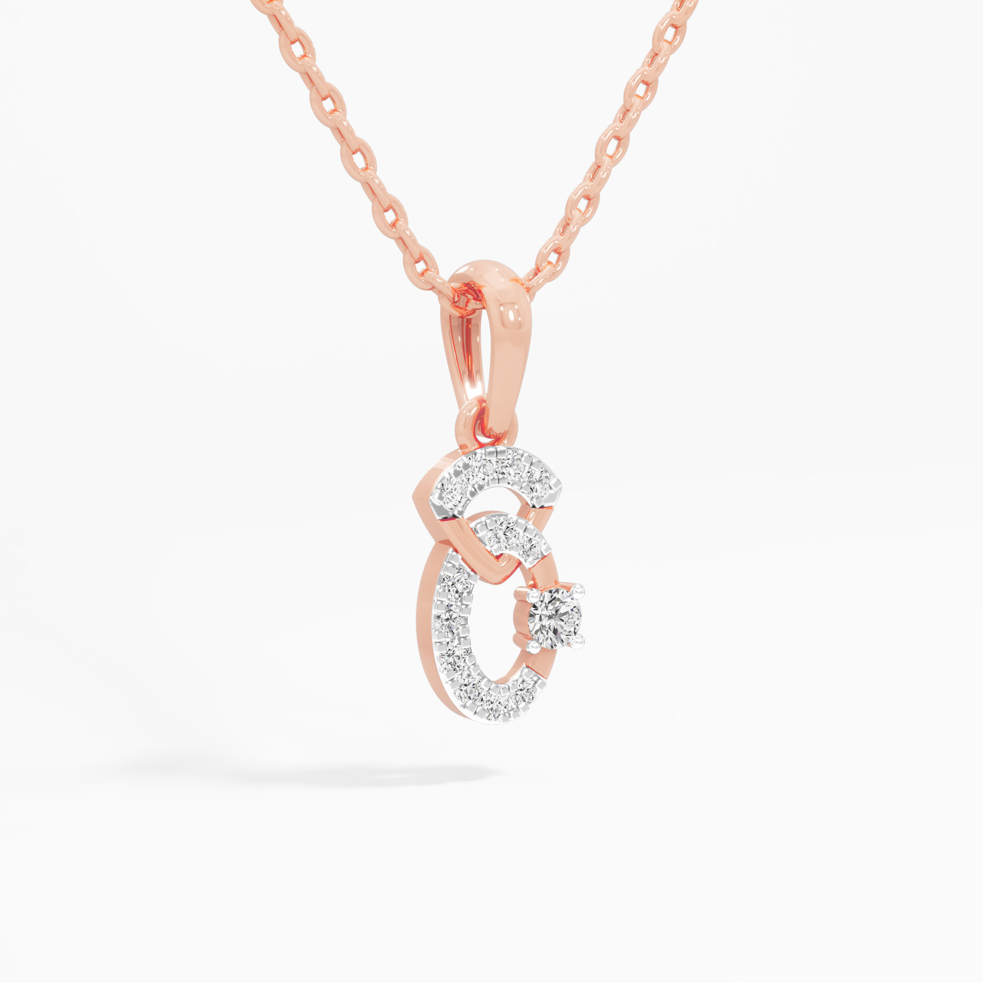 Graceful Curve Charms Pendants | Pendant Only (Chain Sold Separately) in 9KT Rose Gold (Diamond Quality: EF-VVS VS)