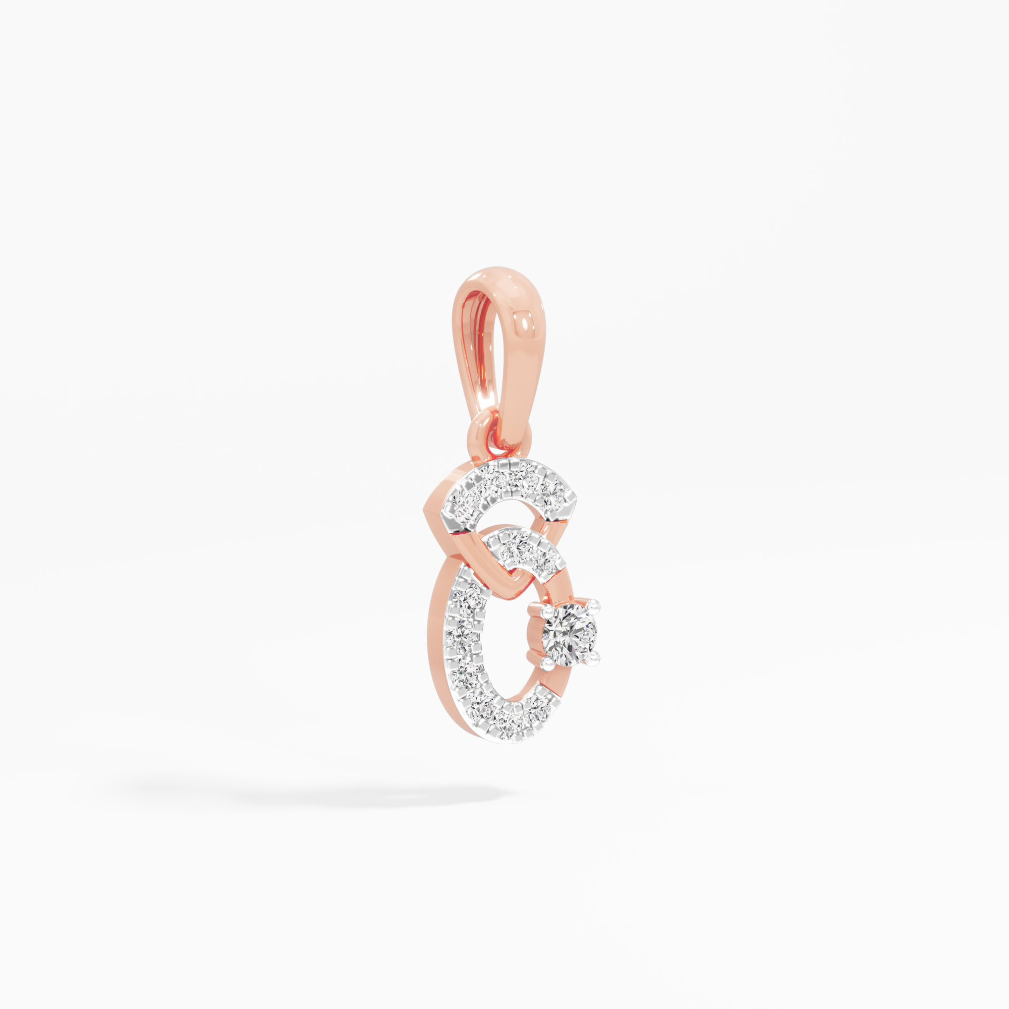 Graceful Curve Charms Pendants | Pendant Only (Chain Sold Separately) in 9KT Rose Gold (Diamond Quality: EF-VVS VS)