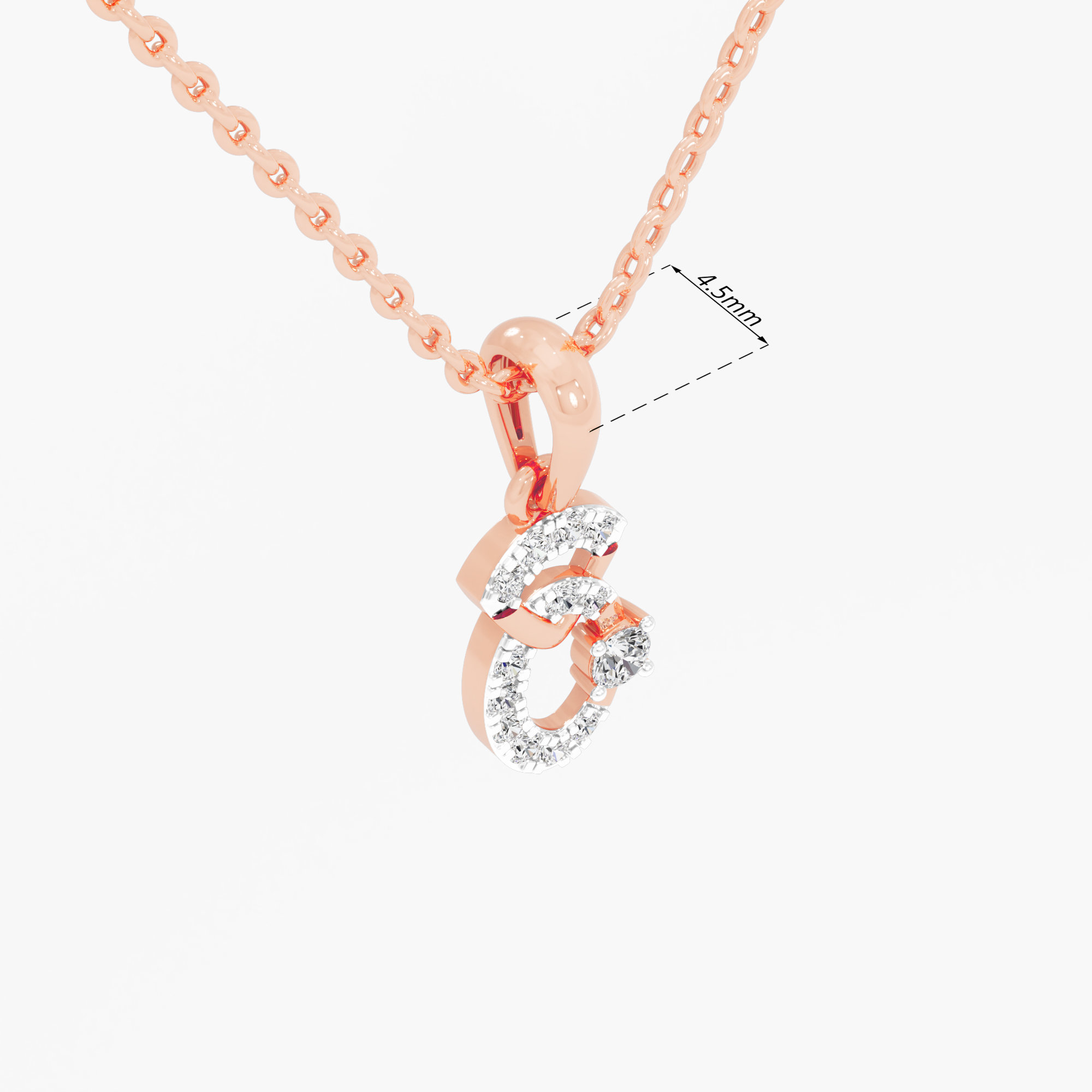 Graceful Curve Charms Pendants | Pendant Only (Chain Sold Separately) in 9KT Rose Gold (Diamond Quality: EF-VVS VS)