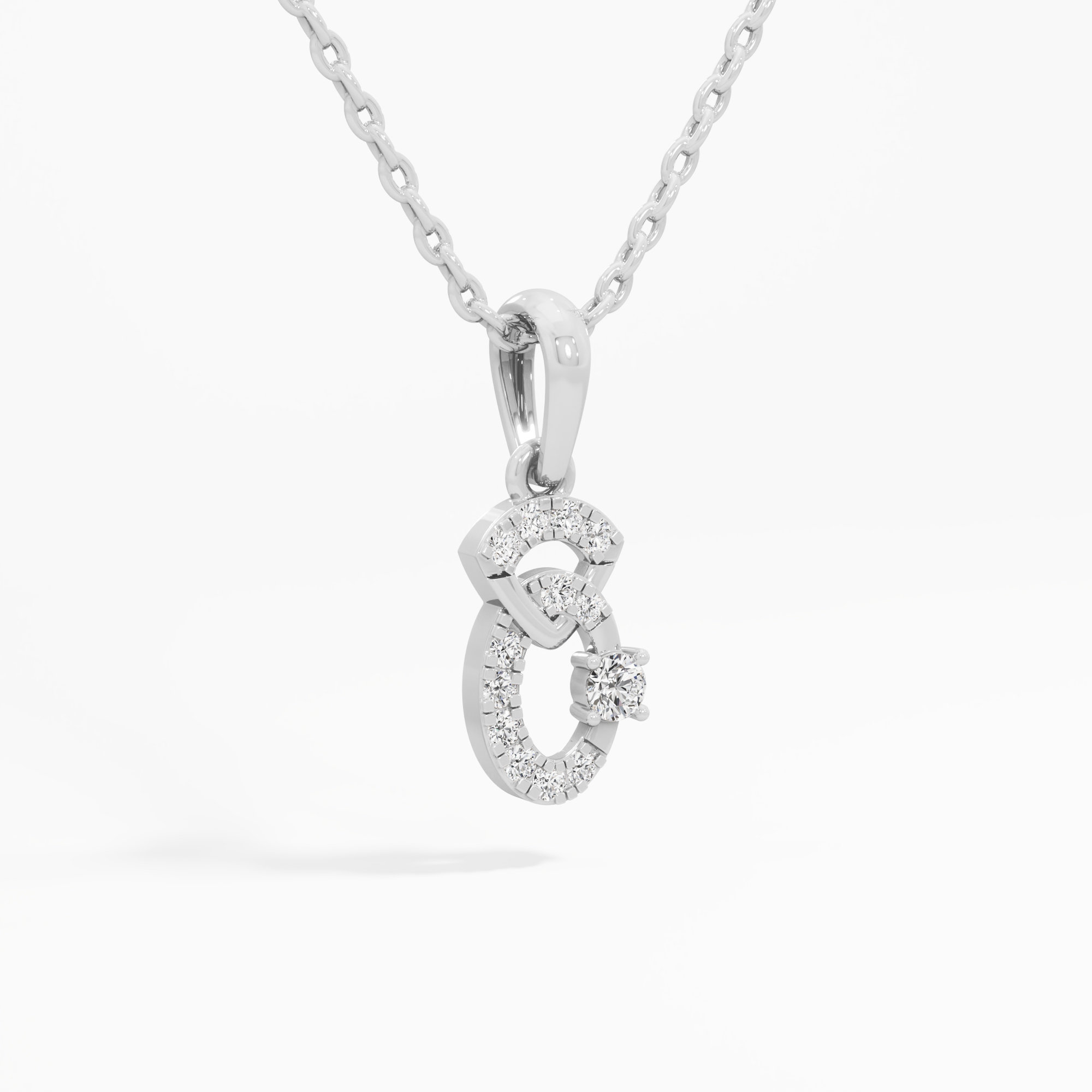 Graceful Curve Charms Pendants | Standalone Pendant in 9KT White Gold (Diamond Quality: EF-VVS VS)
