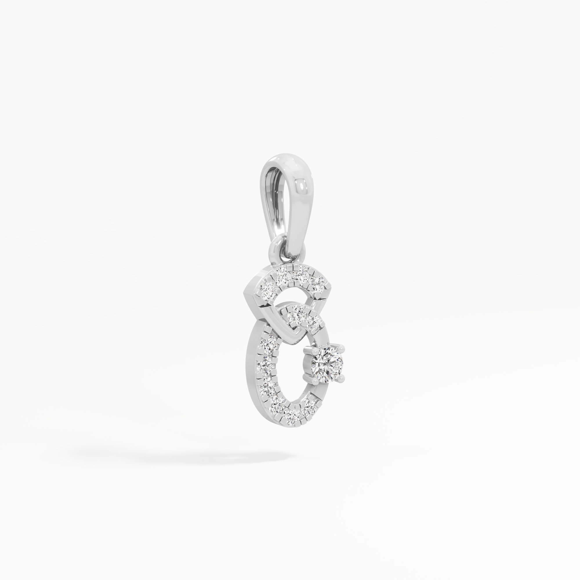 Graceful Curve Charms Pendants | Standalone Pendant in 9KT White Gold (Diamond Quality: EF-VVS VS)