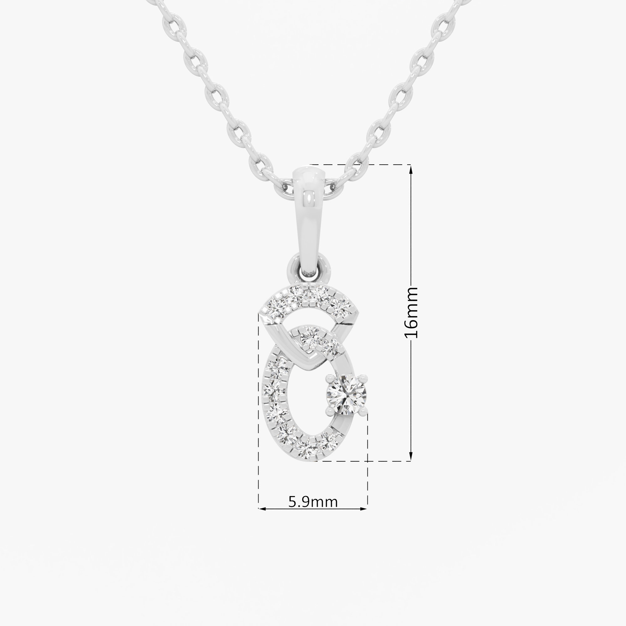 Graceful Curve Charms Pendants | Standalone Pendant in 9KT White Gold (Diamond Quality: EF-VVS VS)