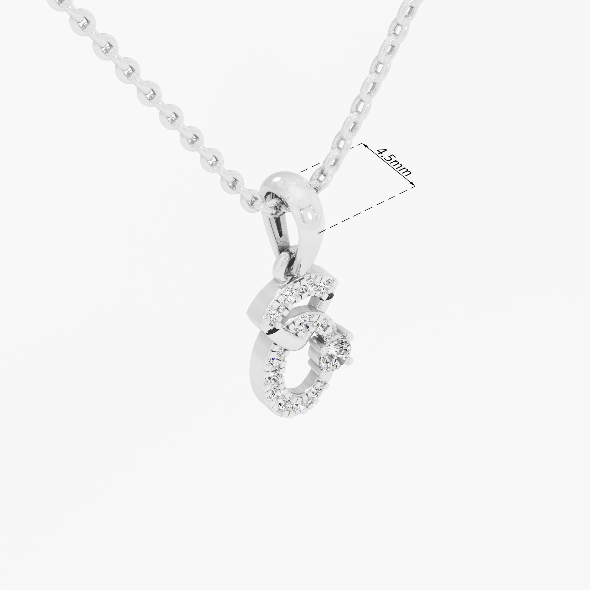Graceful Curve Charms Pendants | Standalone Pendant in 9KT White Gold (Diamond Quality: EF-VVS VS)