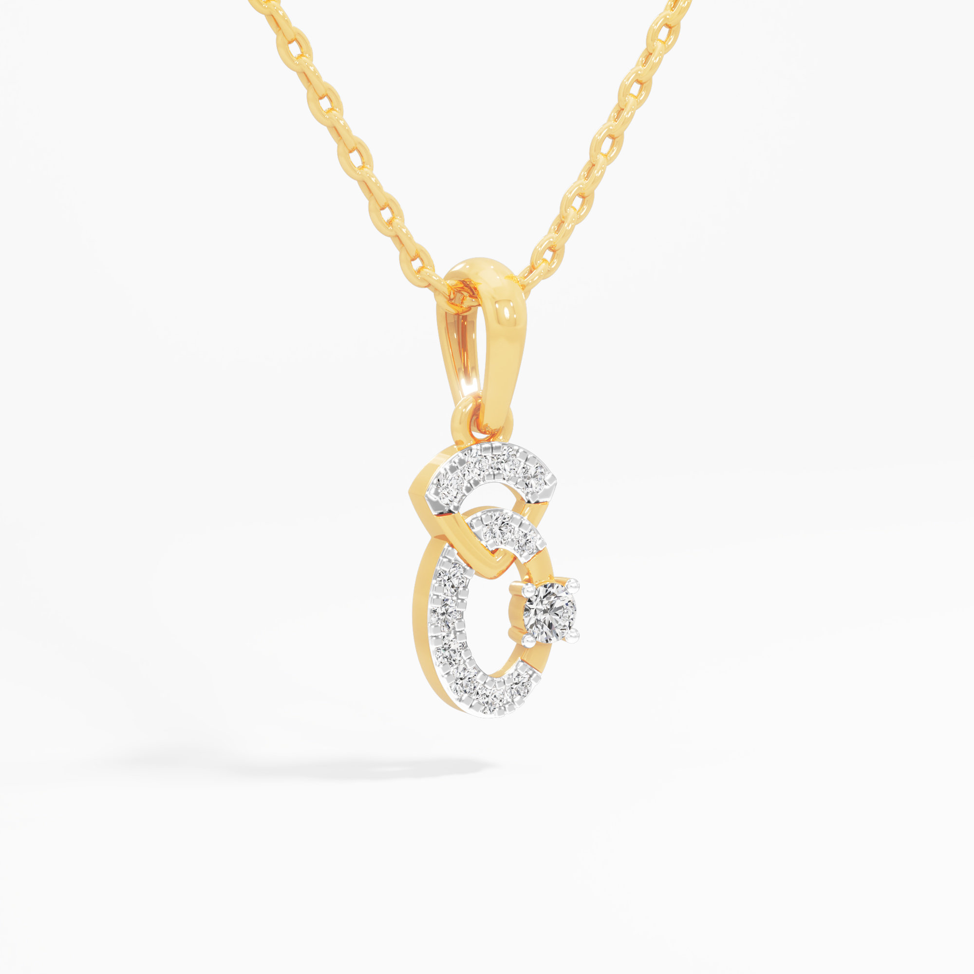 Graceful Curve Charms Pendants | Standalone Pendant in 9KT Yellow Gold (Diamond Quality: FG-VVS VS)