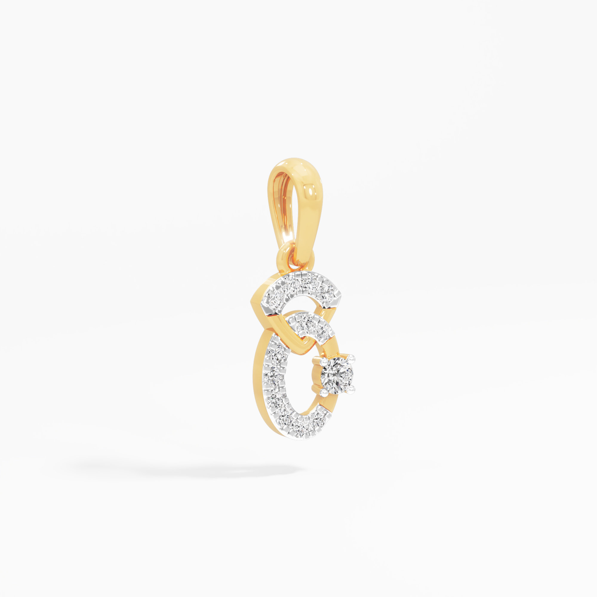 Graceful Curve Charms Pendants | Standalone Pendant in 9KT Yellow Gold (Diamond Quality: FG-VVS VS)