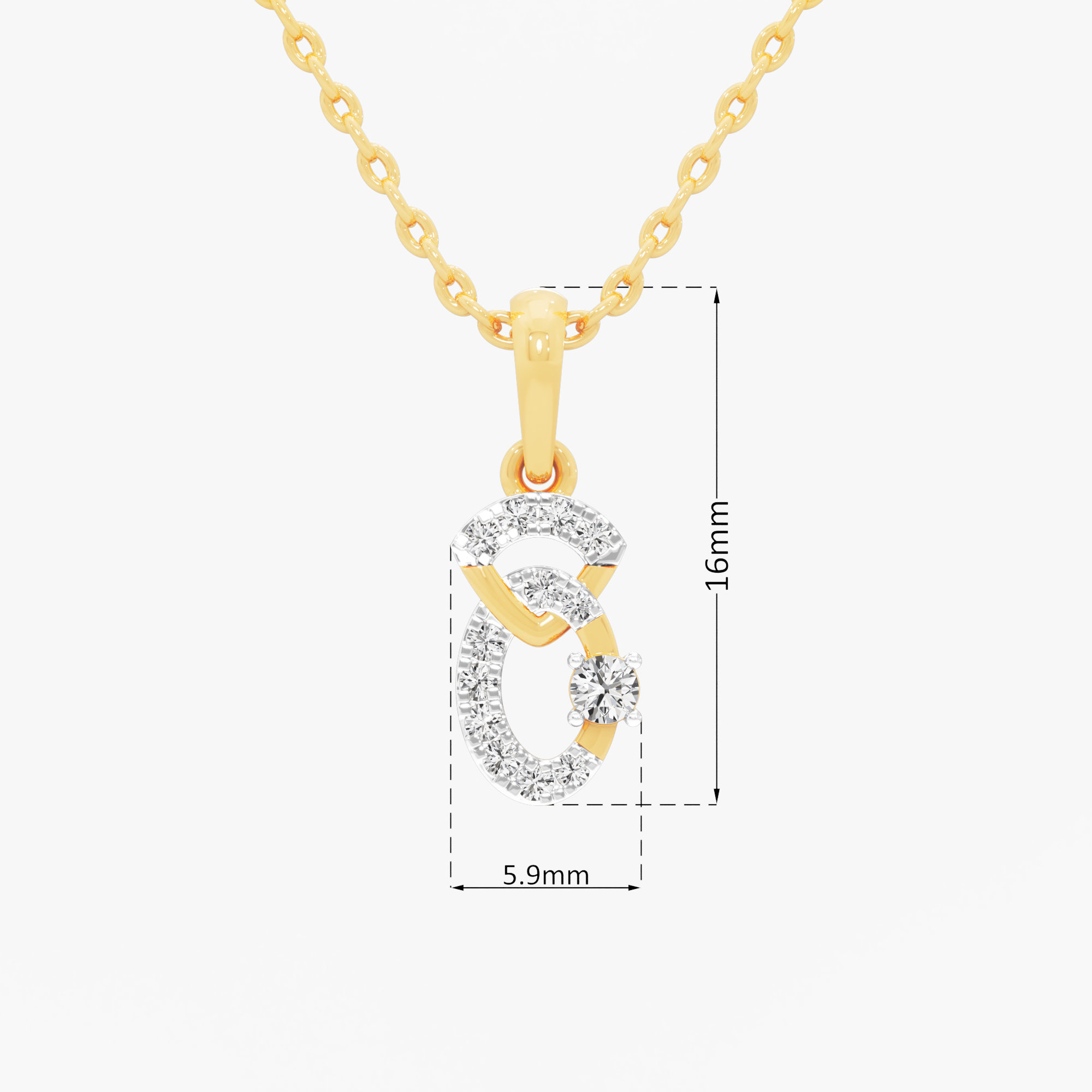 Graceful Curve Charms Pendants | Standalone Pendant in 9KT Yellow Gold (Diamond Quality: FG-VVS VS)