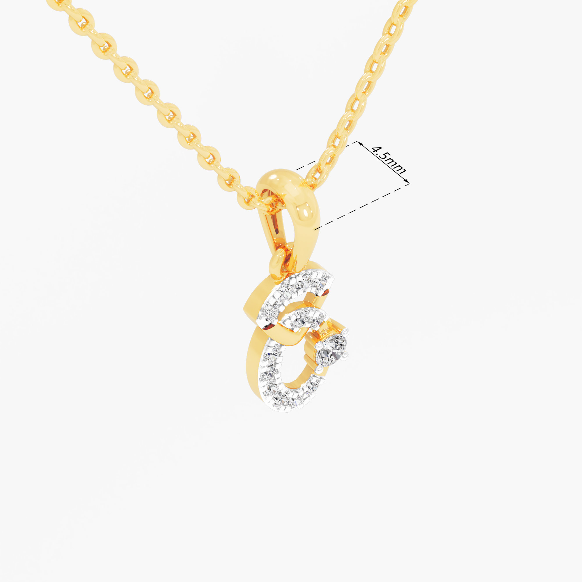 Graceful Curve Charms Pendants | Standalone Pendant in 9KT Yellow Gold (Diamond Quality: FG-VVS VS)