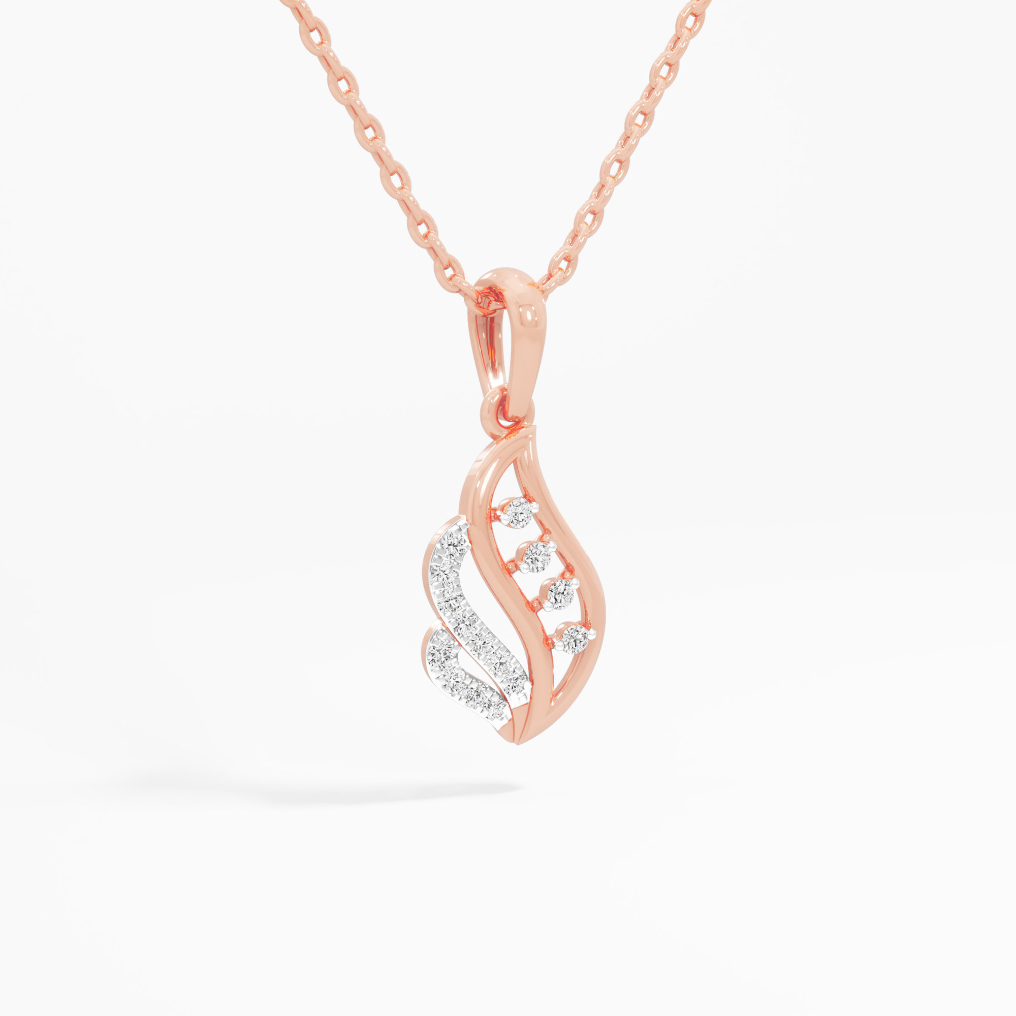 Glimmering Tendril Charms Pendants | Individual Pendant in 9KT Rose Gold (Diamond Quality: EF-VVS VS)