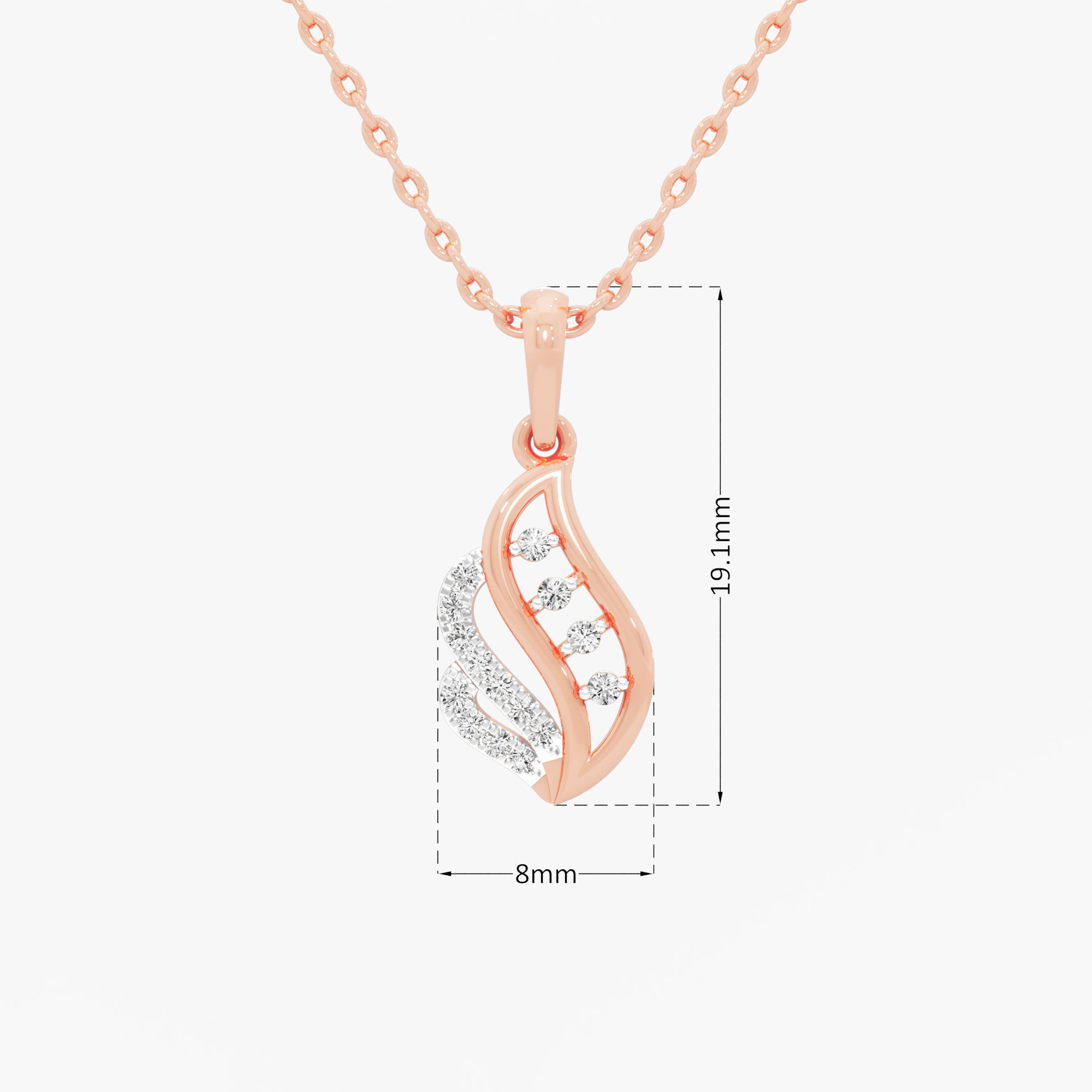 Glimmering Tendril Charms Pendants | Individual Pendant in 9KT Rose Gold (Diamond Quality: EF-VVS VS)