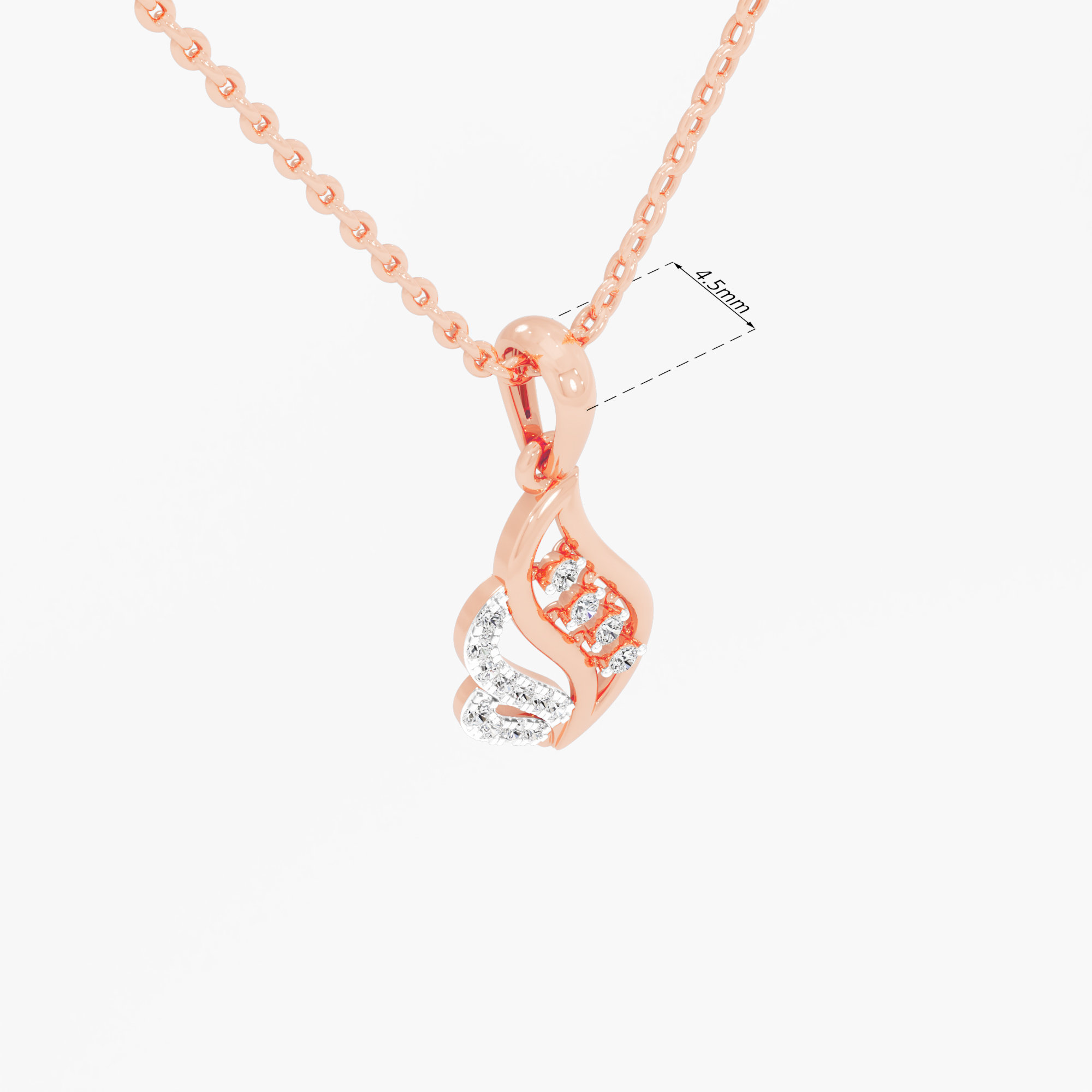 Glimmering Tendril Charms Pendants | Individual Pendant in 9KT Rose Gold (Diamond Quality: EF-VVS VS)