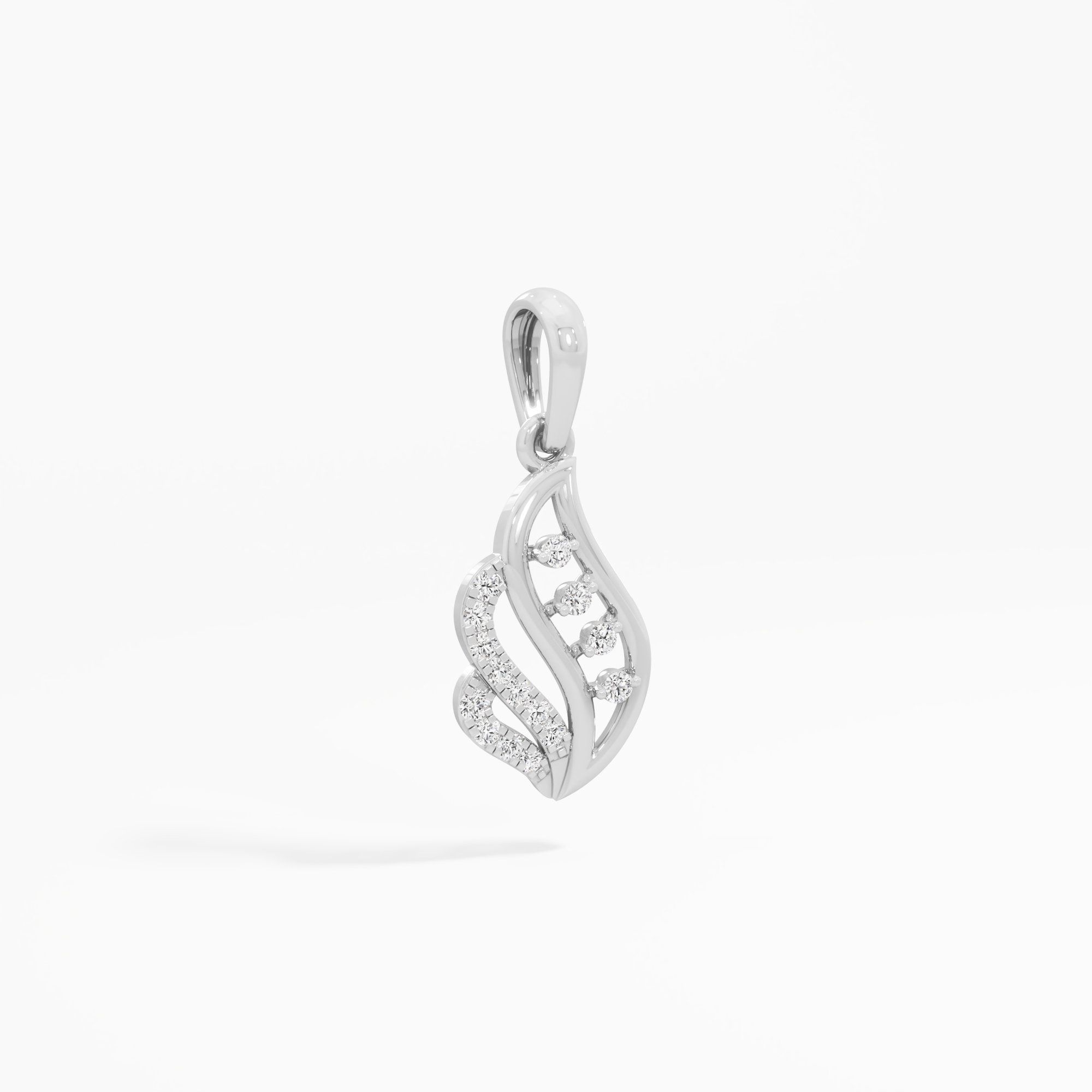 Glimmering Tendril Charms Pendants | Chain Available Separately in 9KT White Gold (Diamond Quality: EF-VVS VS)